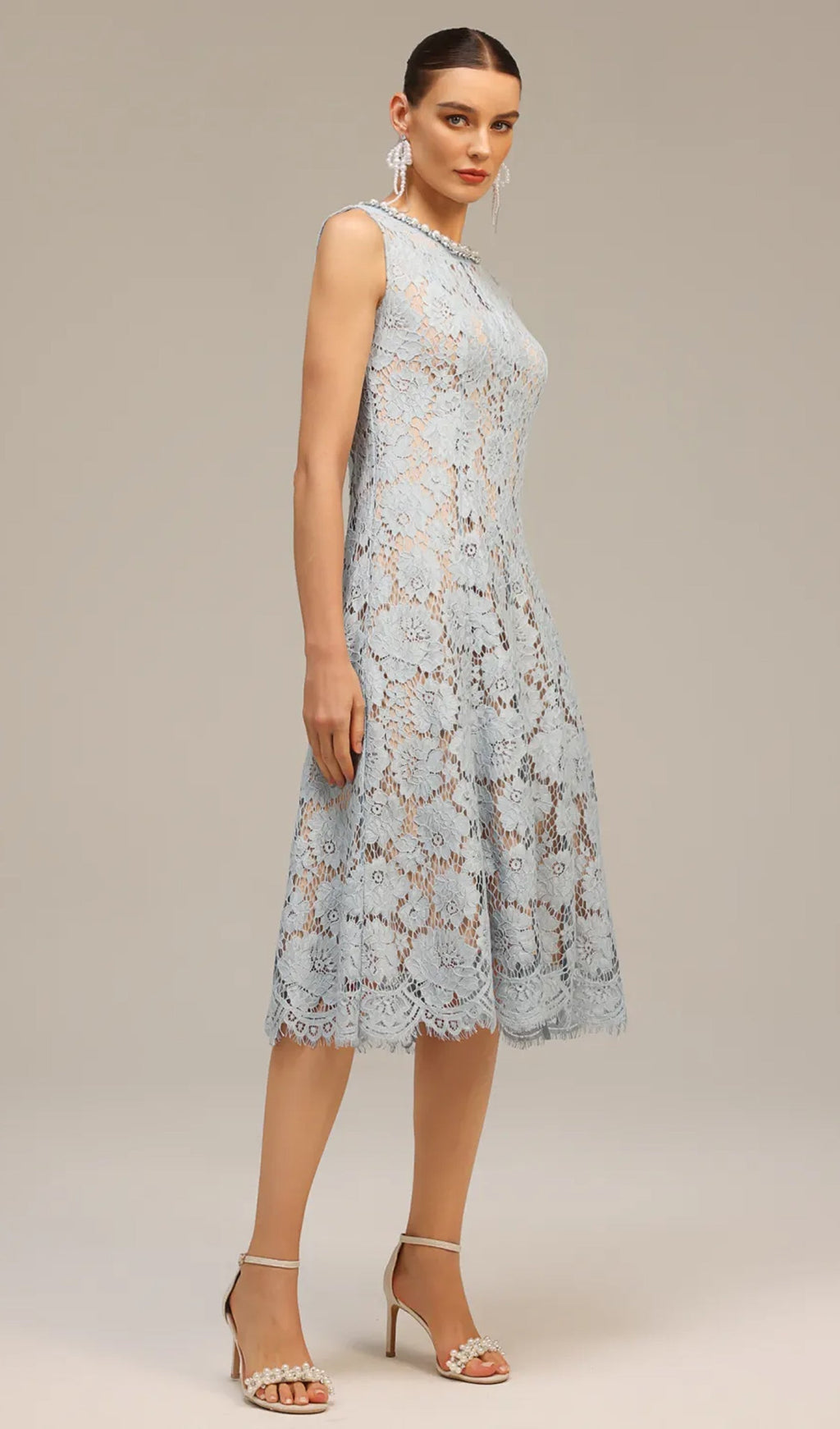 Kolsuz Elmas İnci Midi Elbise