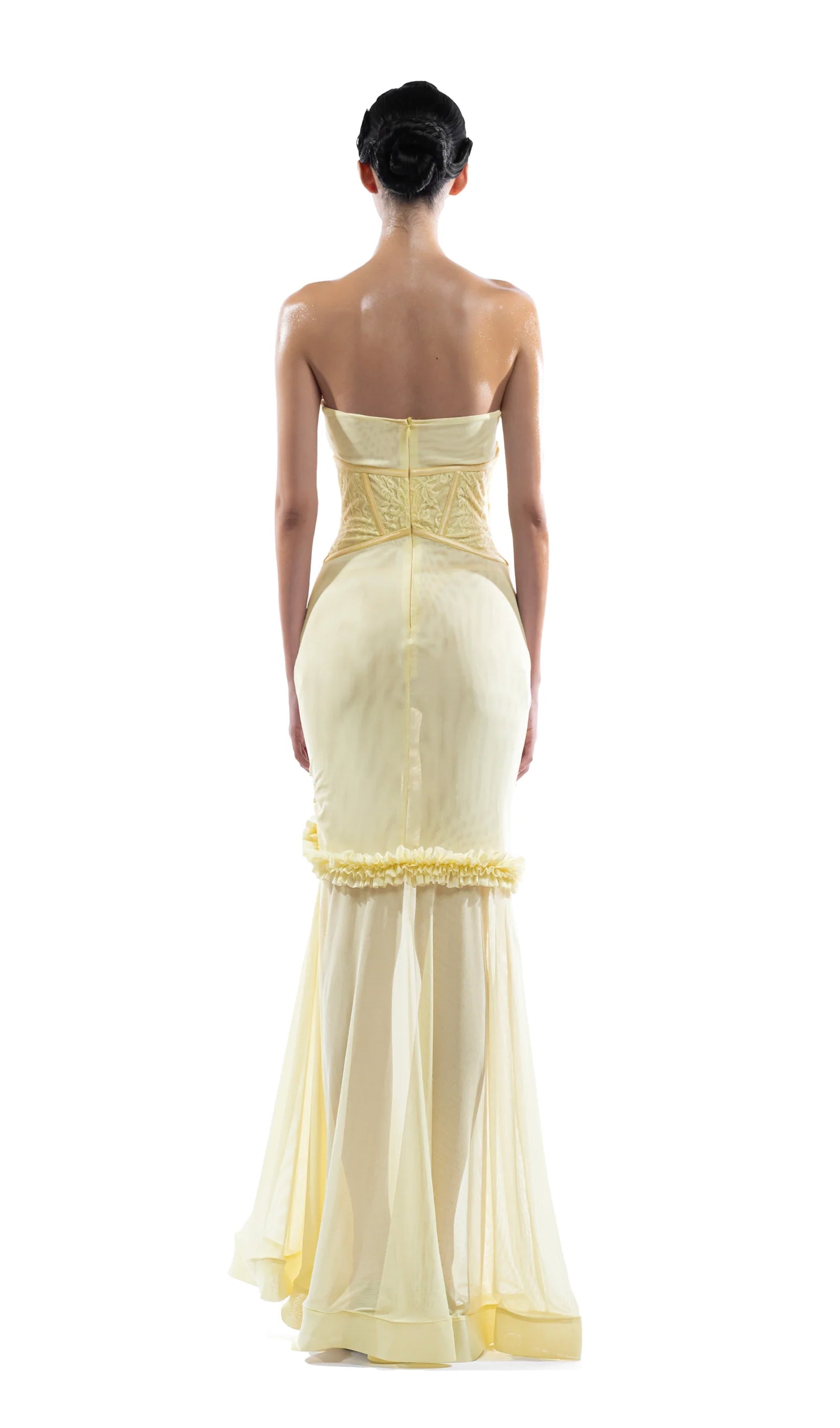 Bandeau Sütyenli Hollow Out Uzun Elbise