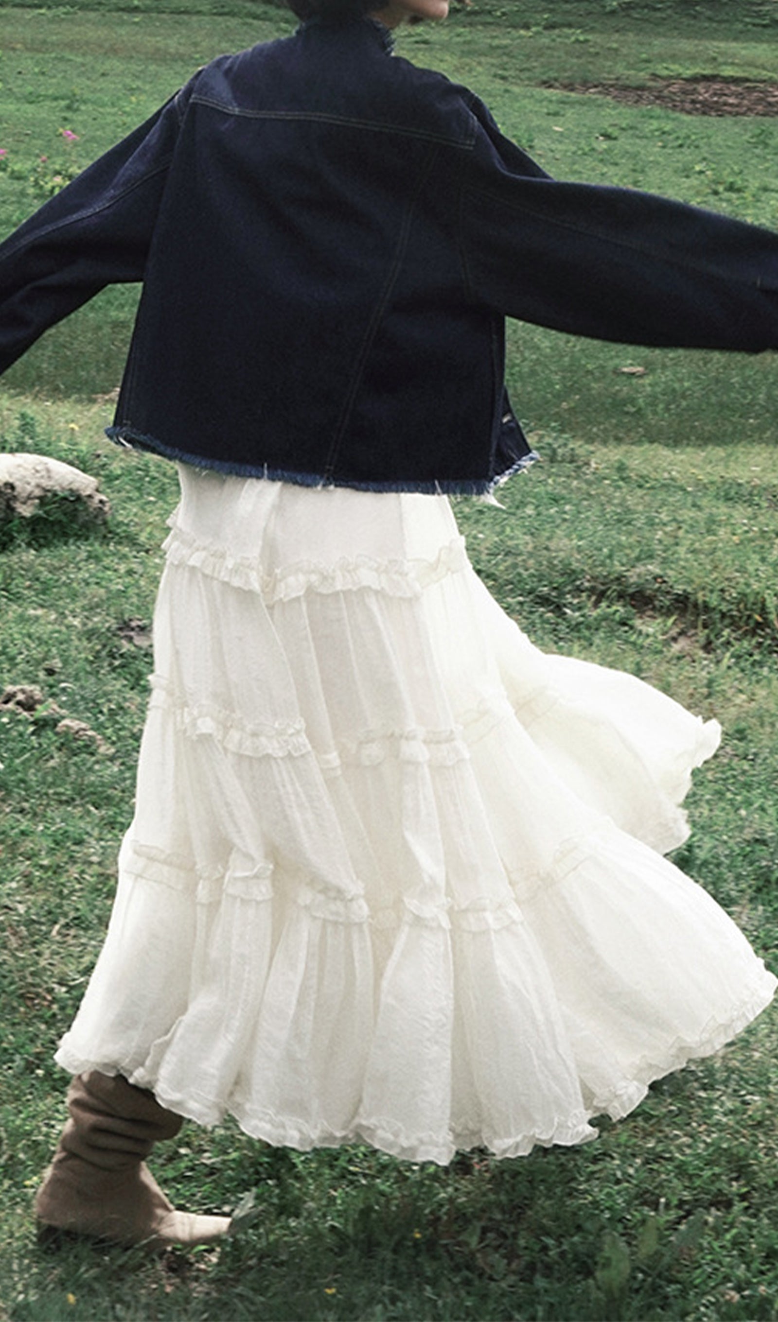 Düz Fırfırlı Uzun Etek