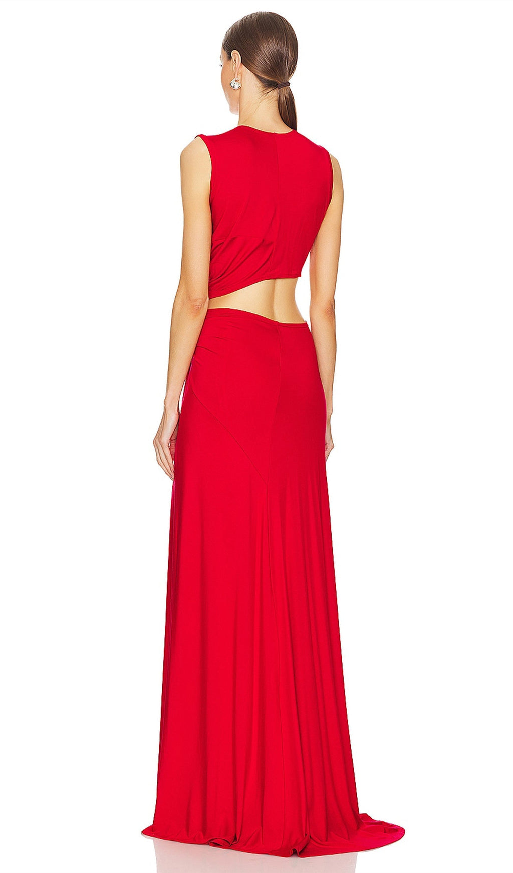 Tek Omuzlu Kesik Uzun Elbise - Kırmızı