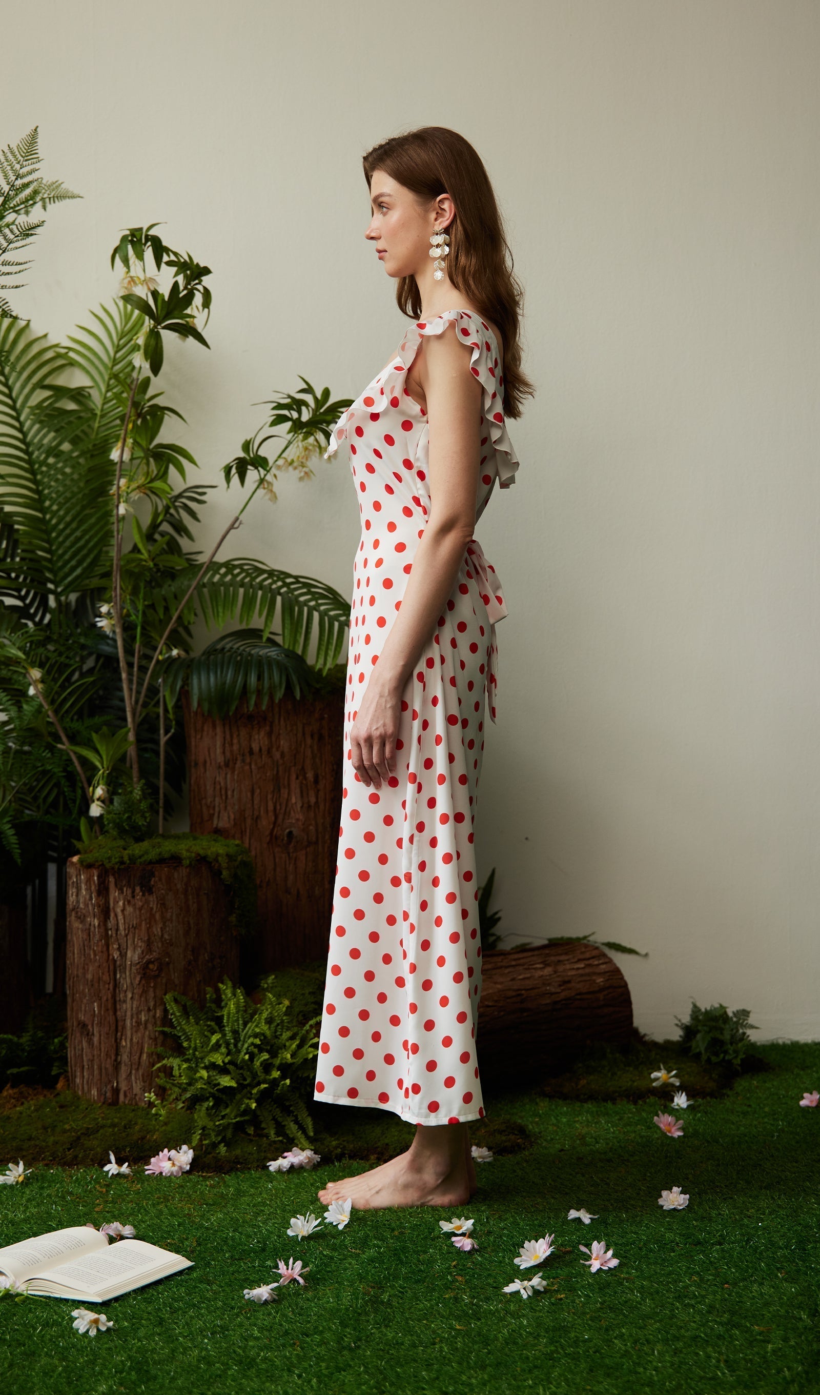 Polka Dot Uzun Elbise