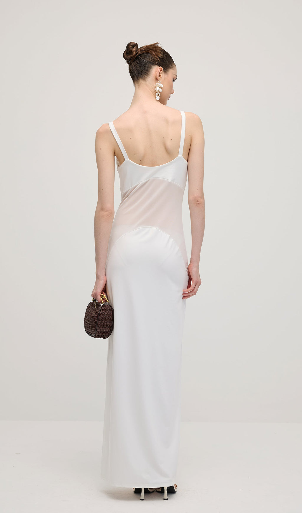 Şeffaf Örgü Kavisli Uzun Elbise