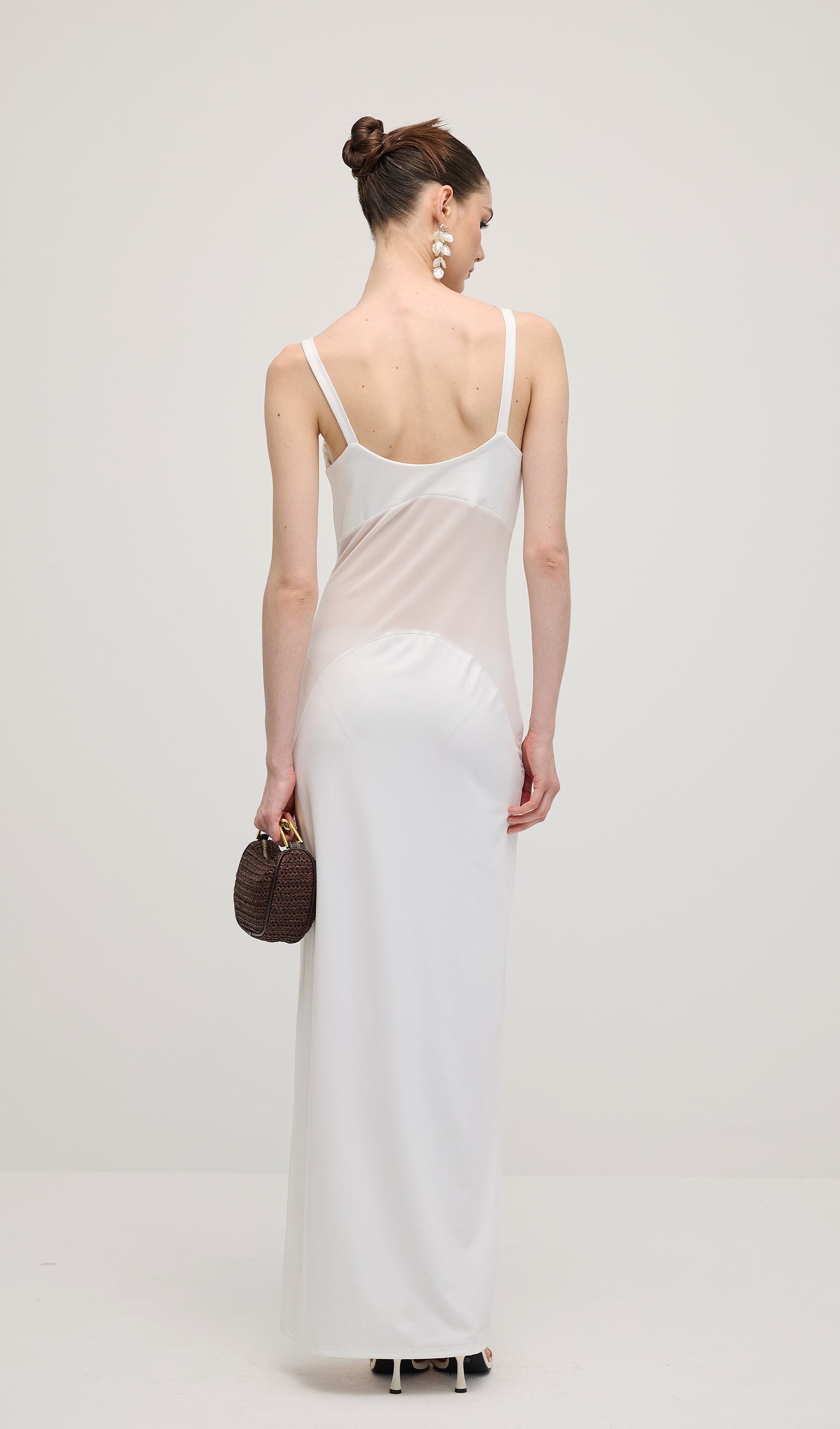 Şeffaf Örgü Kavisli Uzun Elbise