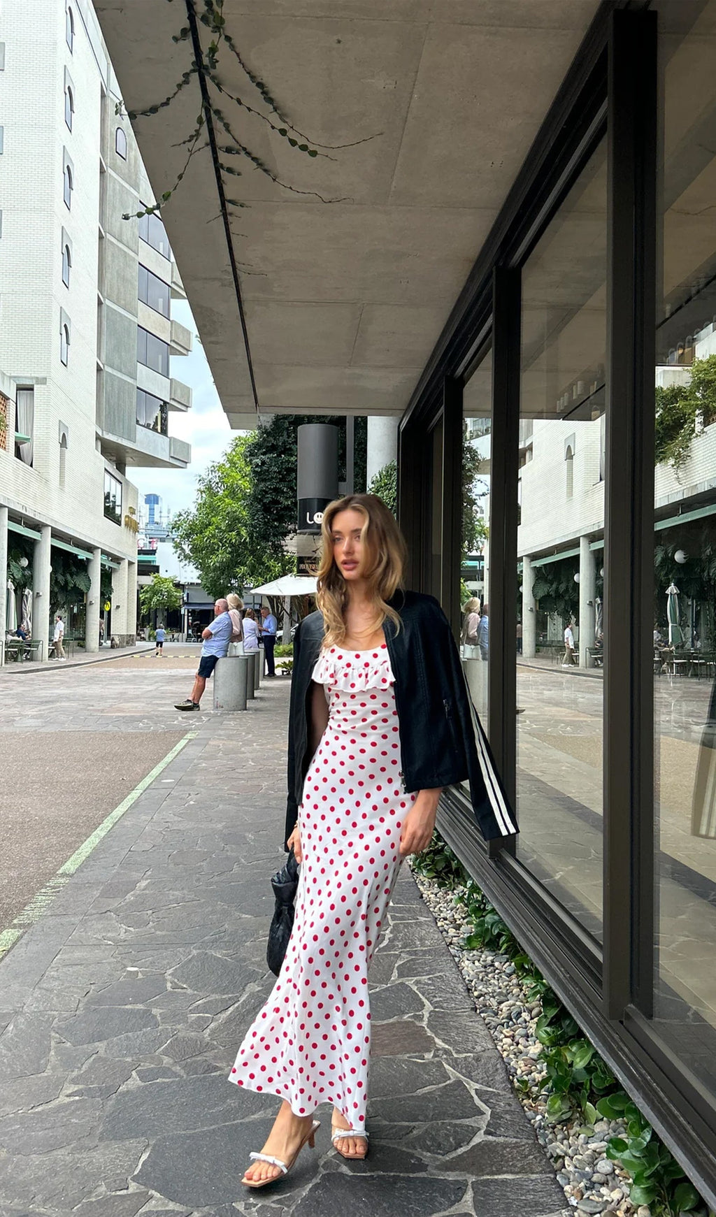 Polka Dot Uzun Elbise