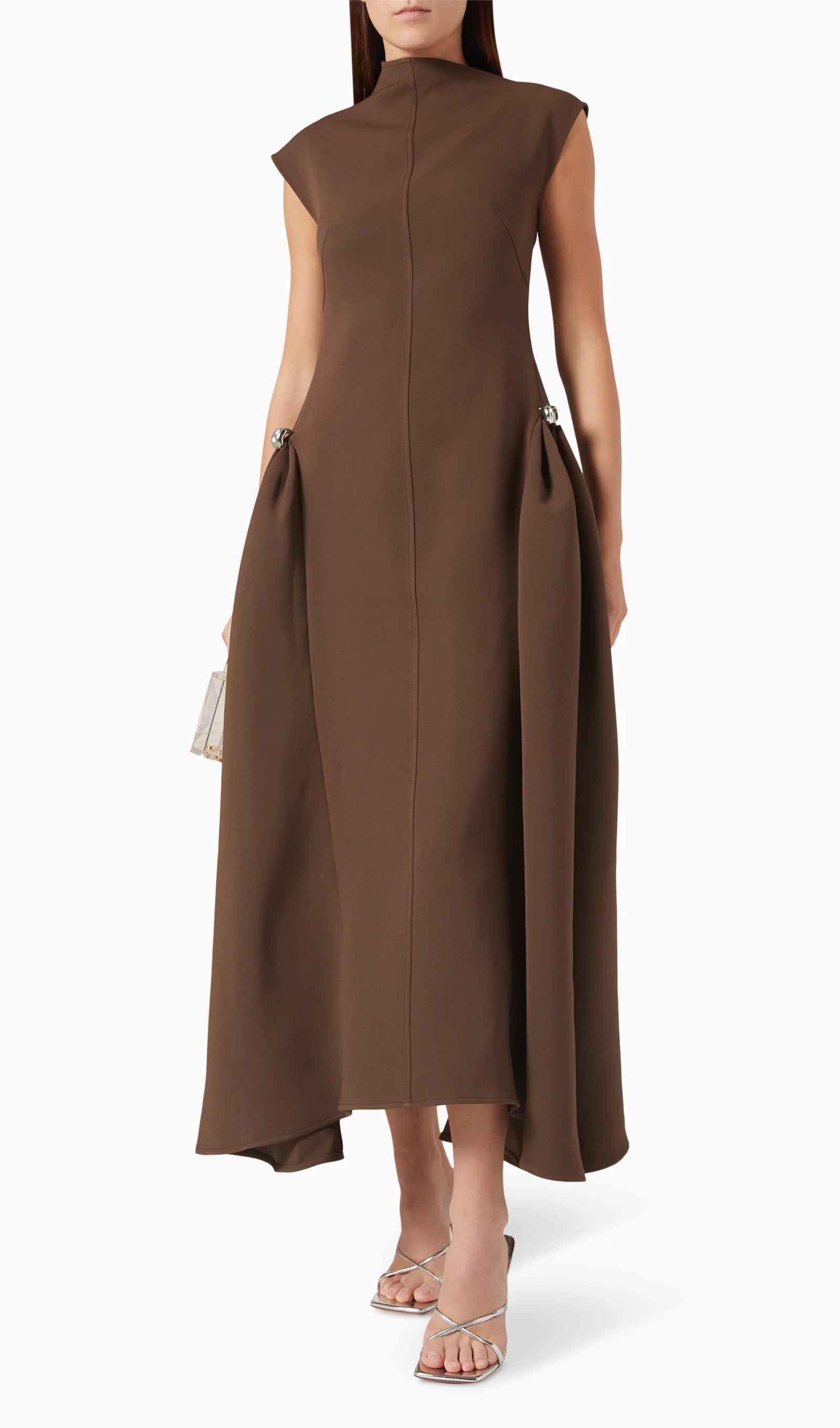 Düz Twill Takım Elbise Midi Elbise