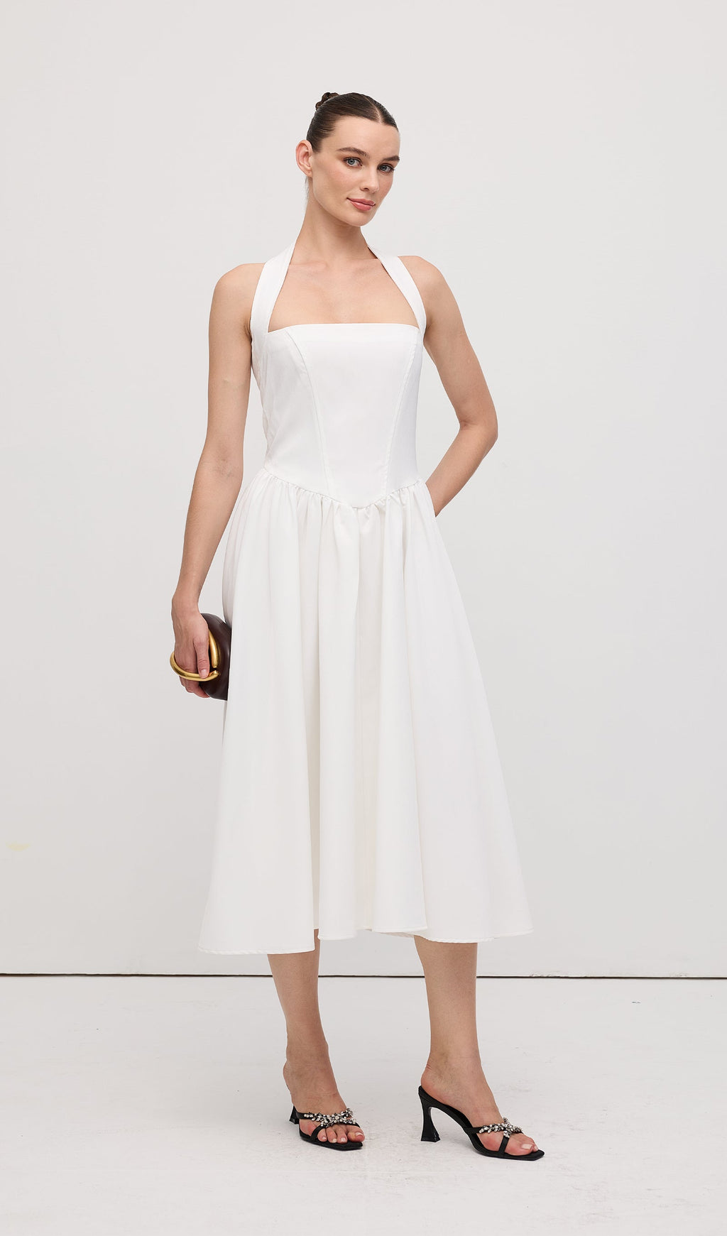 Düz Askılı Midi Elbise