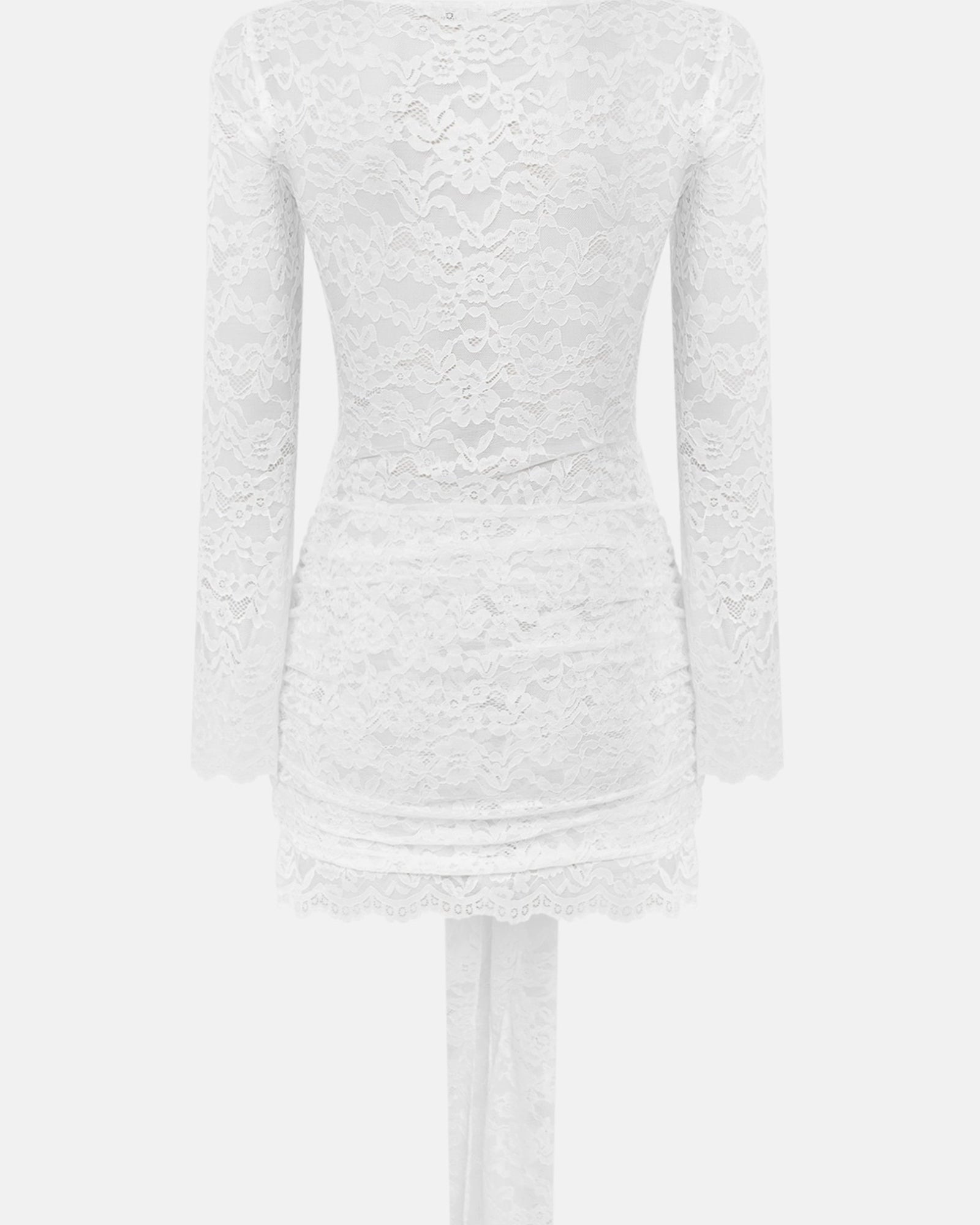 Dantel Drapeli Yaka Mini Elbise