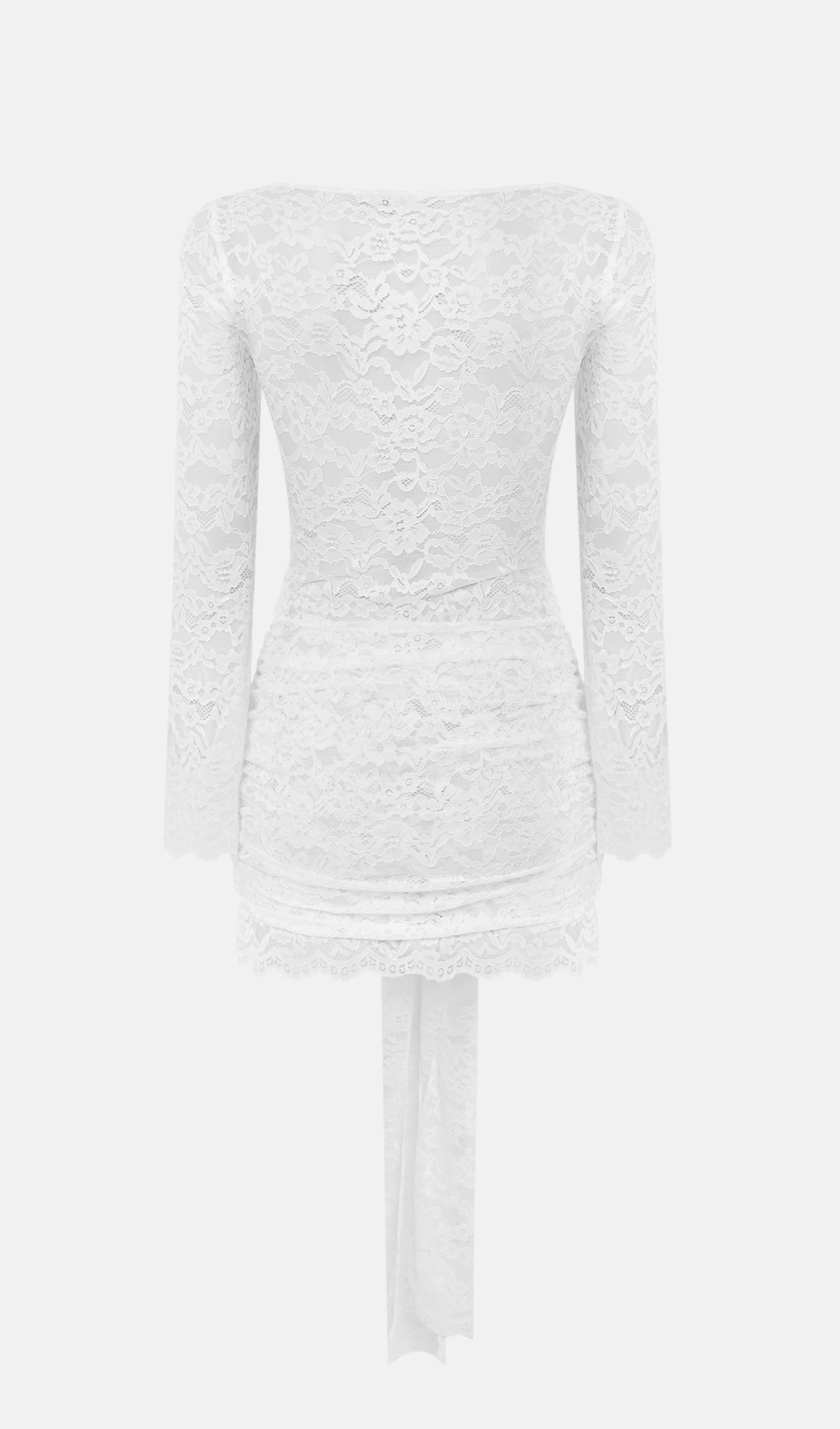 Dantel Drapeli Yaka Mini Elbise