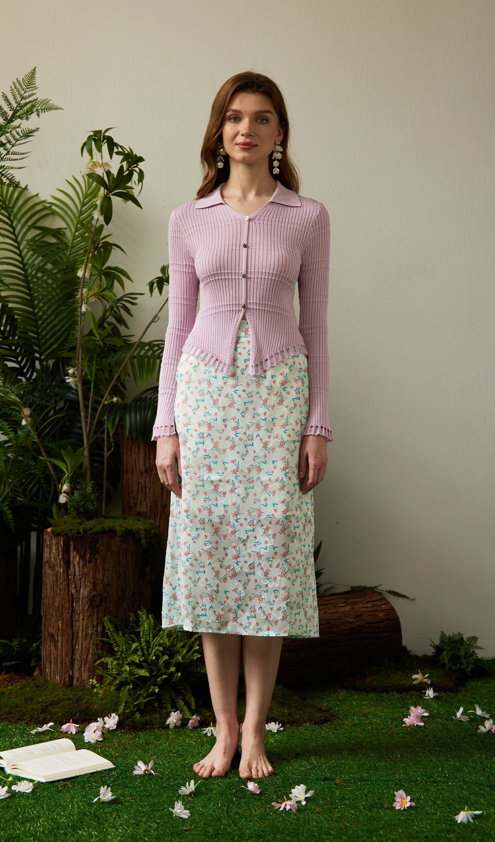 Çiçek Desenli Midi Etek