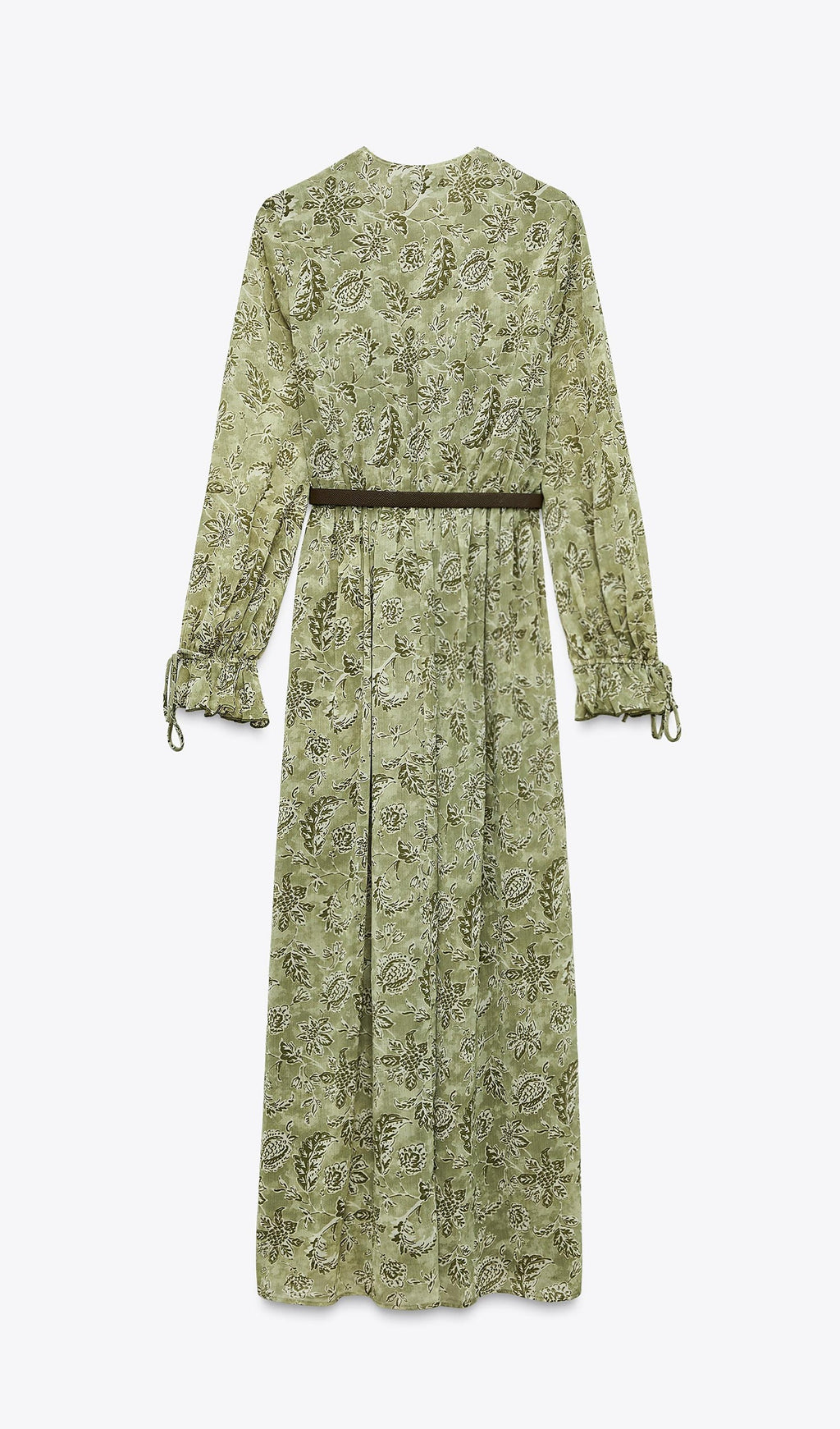 Fırfırlı Baskılı Uzun Elbise