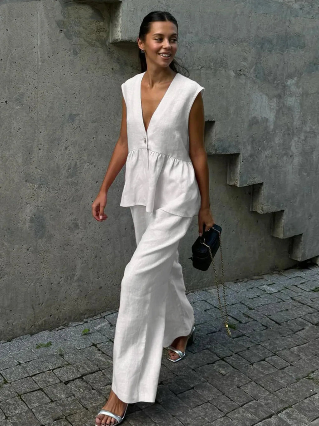 Veyra | V Yaka Yelek & Pantolon Takım