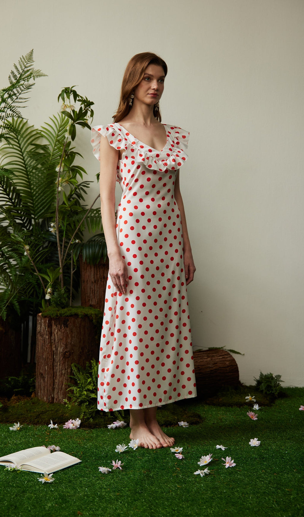 Polka Dot Uzun Elbise