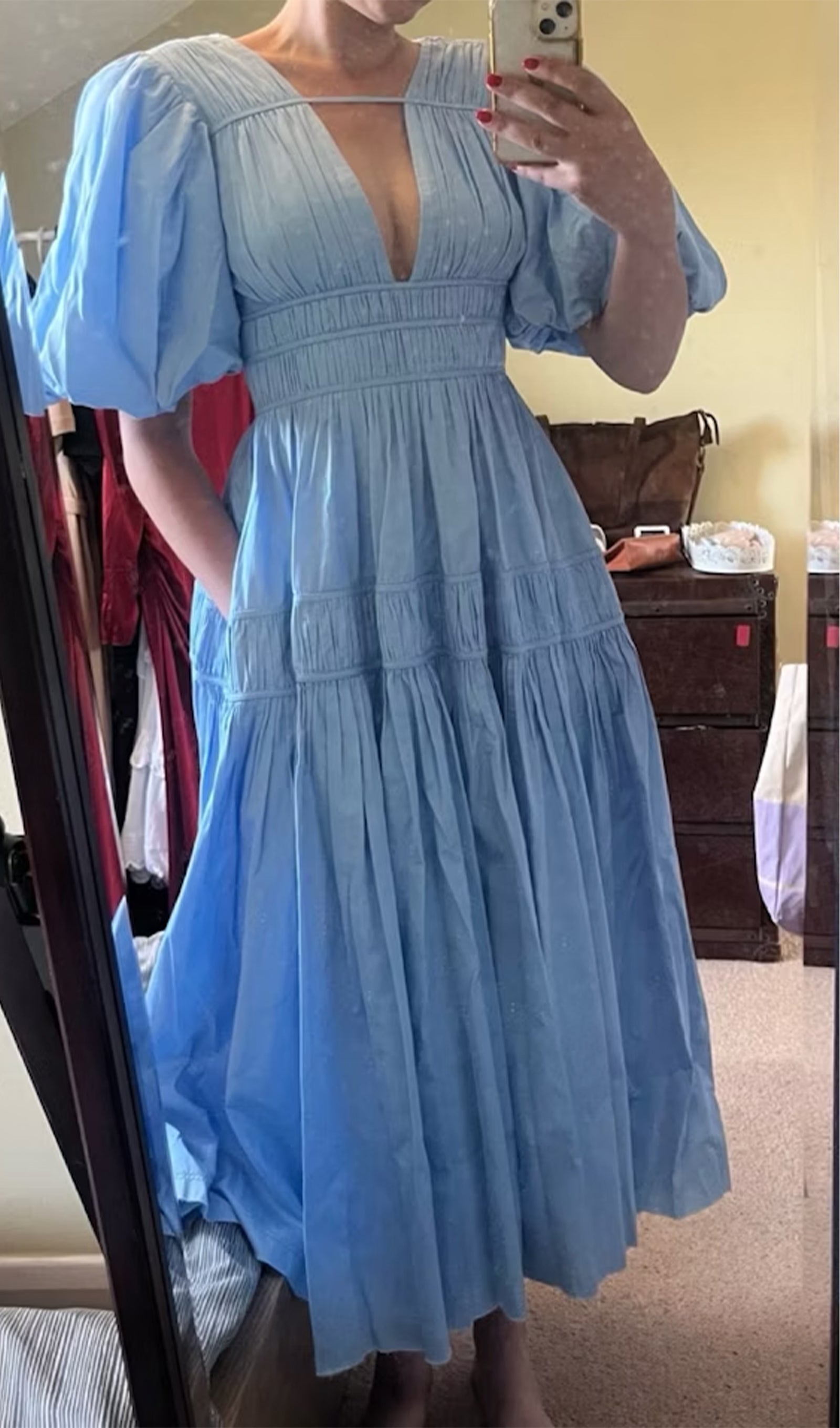 Fallingwater Fırfırlı Midi Elbise