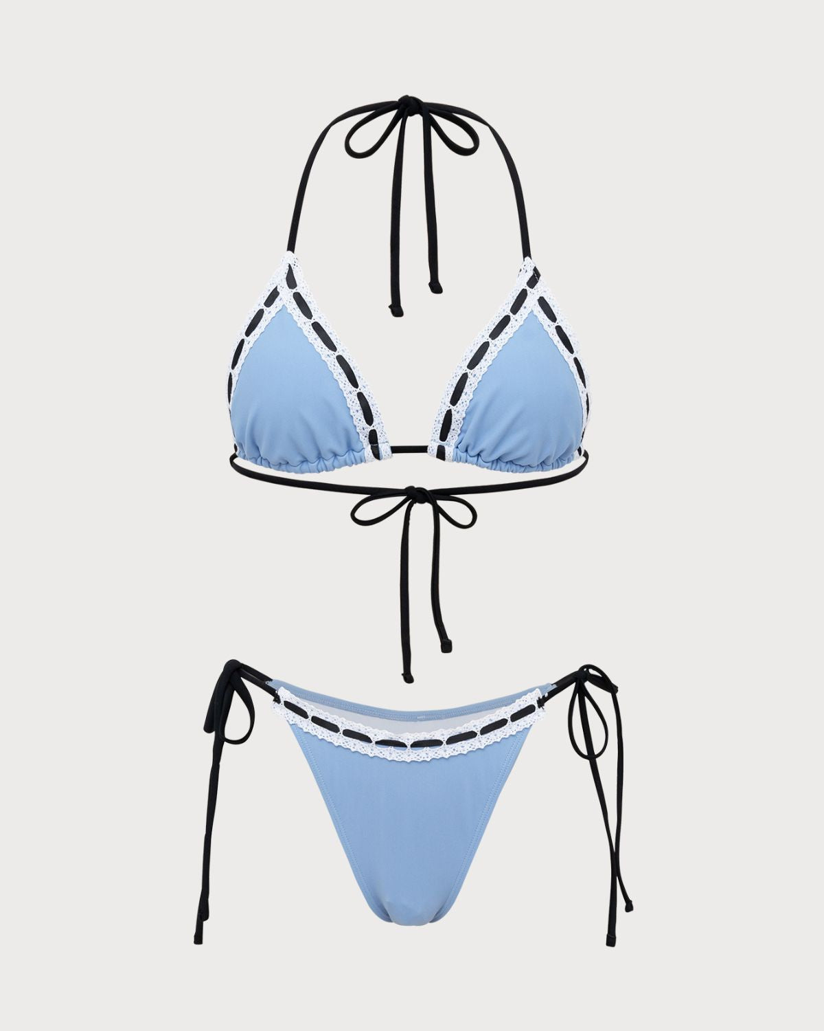 Mavi Kontrast Dantel Bikini Takımı