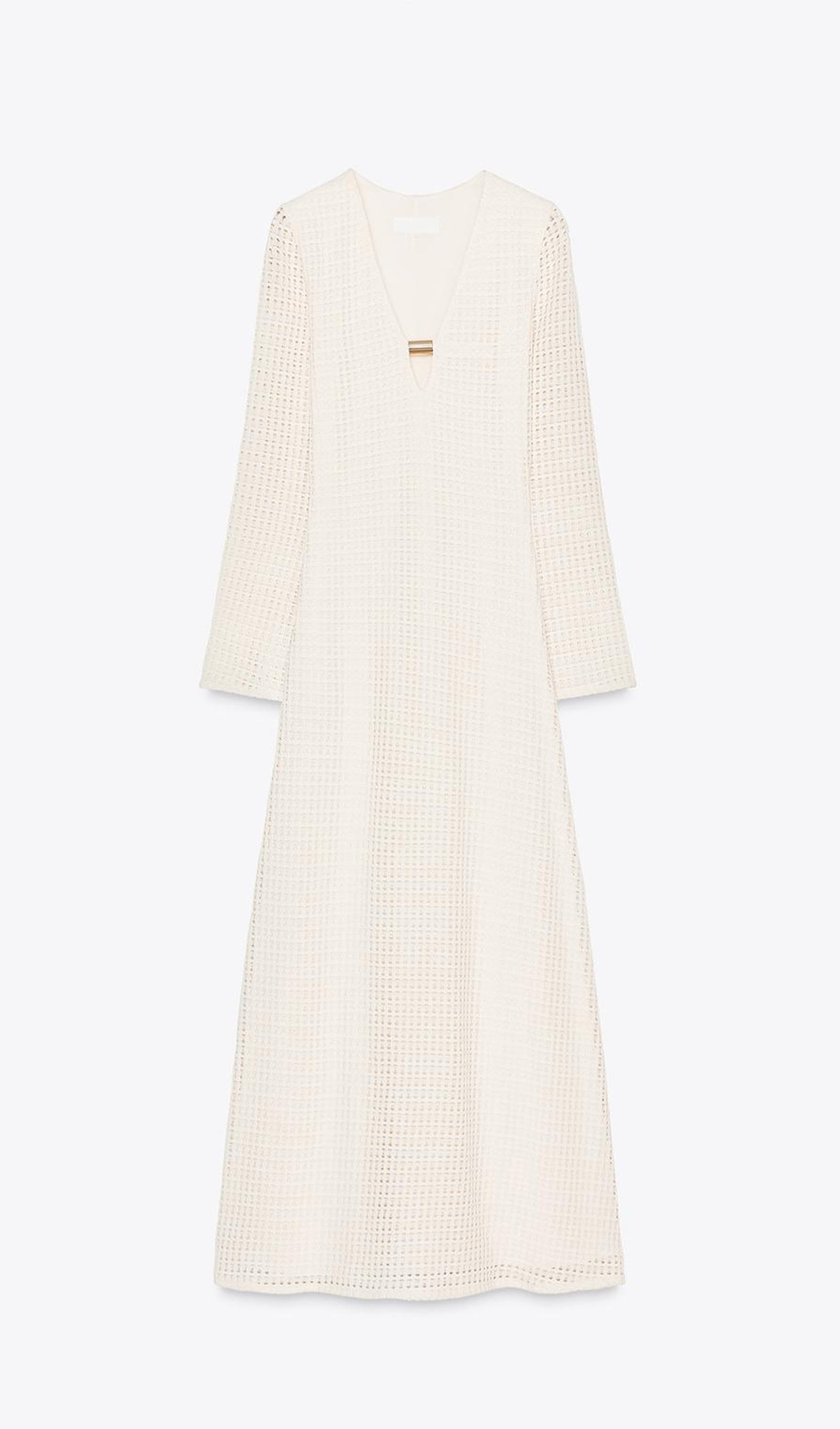 Düz Tığ İşi Midi Elbise