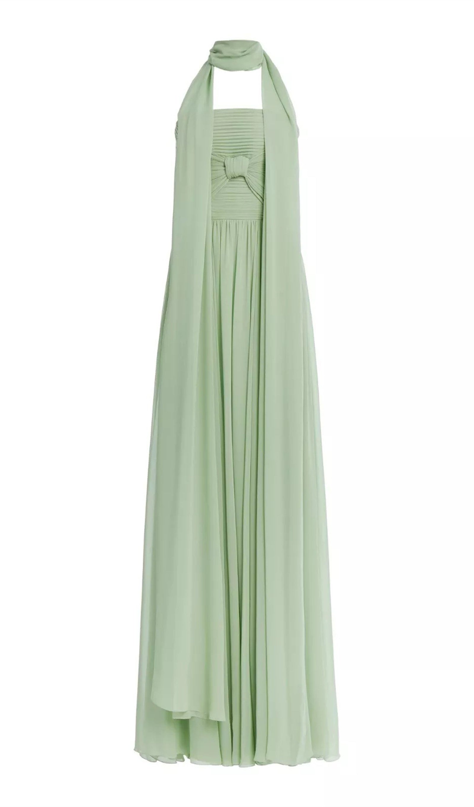 Eşarp Yaka Askısız Jorjet Elbise Uzun Elbise