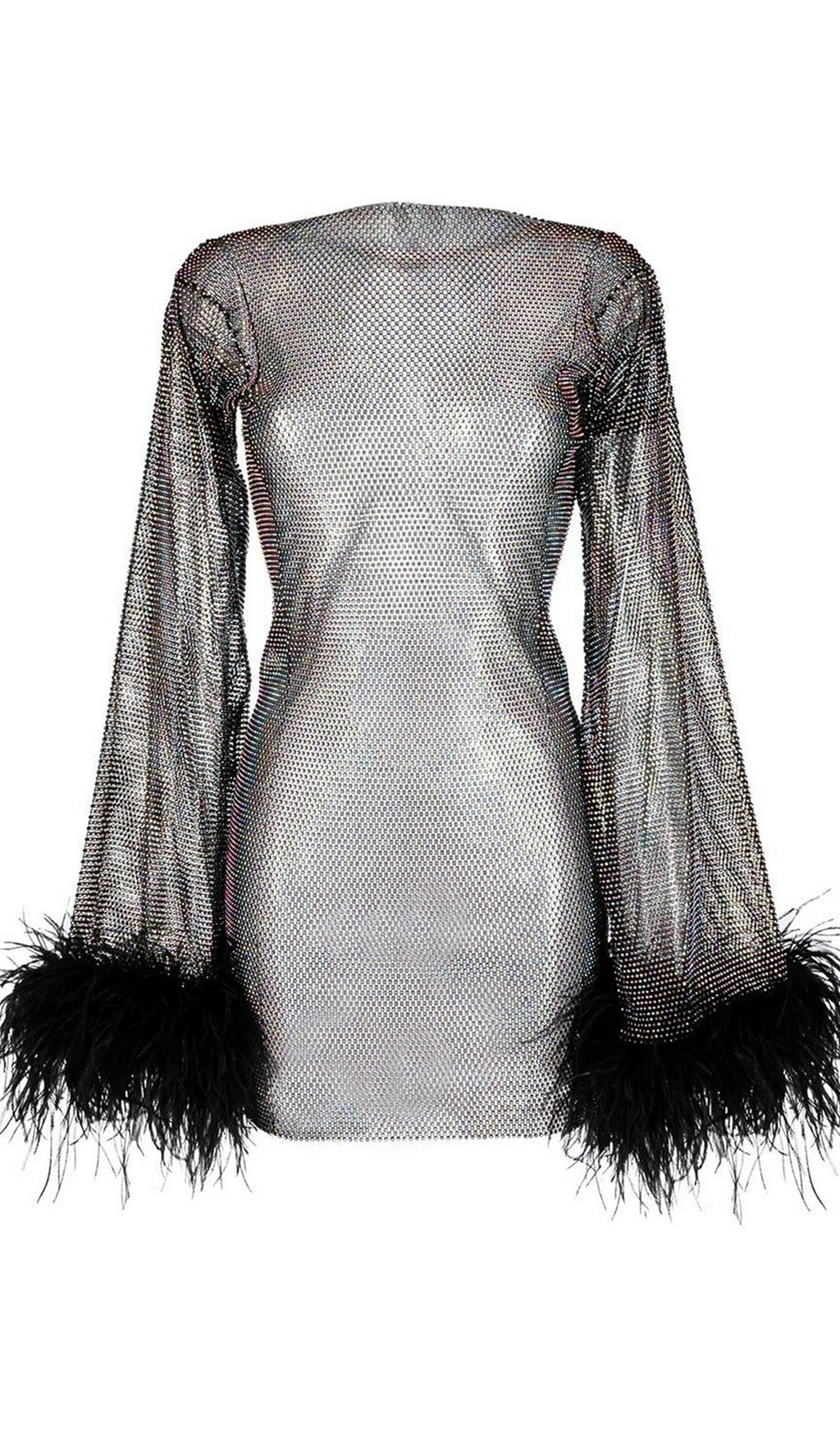 Şeffaf Taşlı Mini Elbise