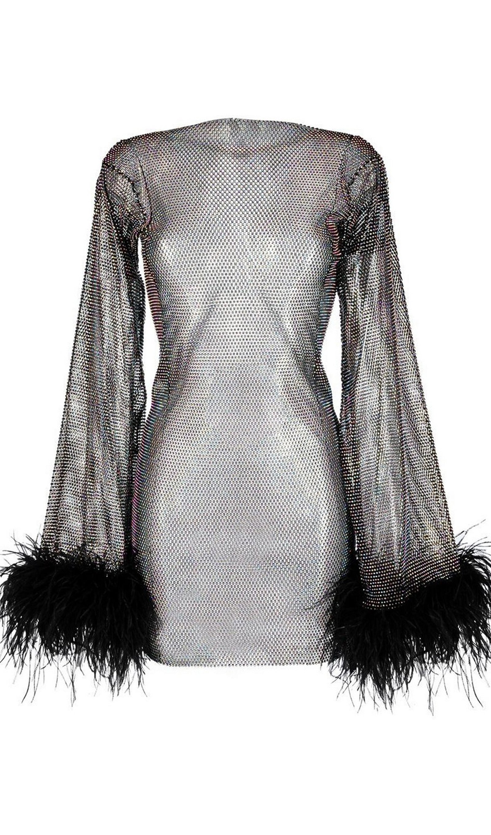 Şeffaf Taşlı Mini Elbise