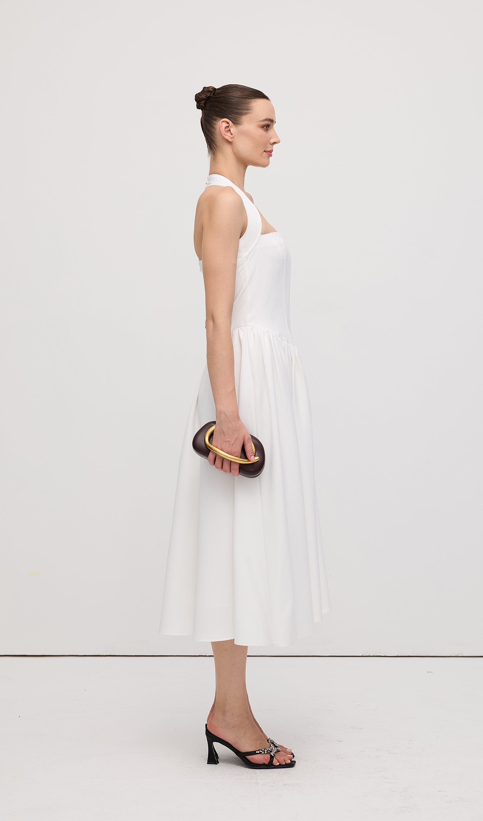 Düz Askılı Midi Elbise