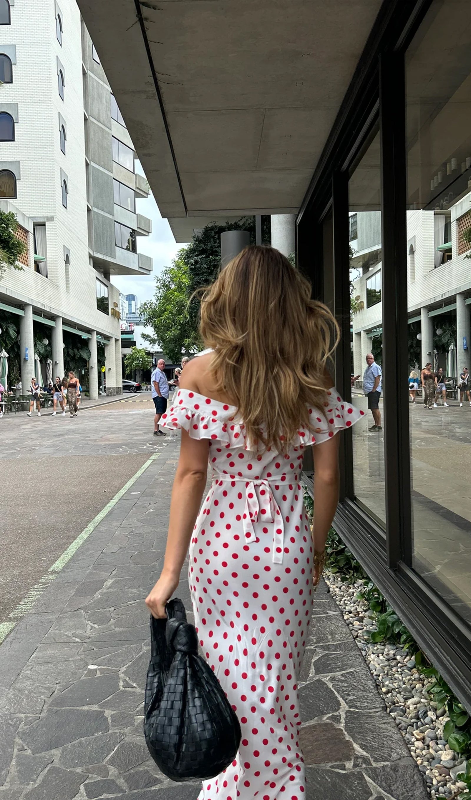 Polka Dot Uzun Elbise