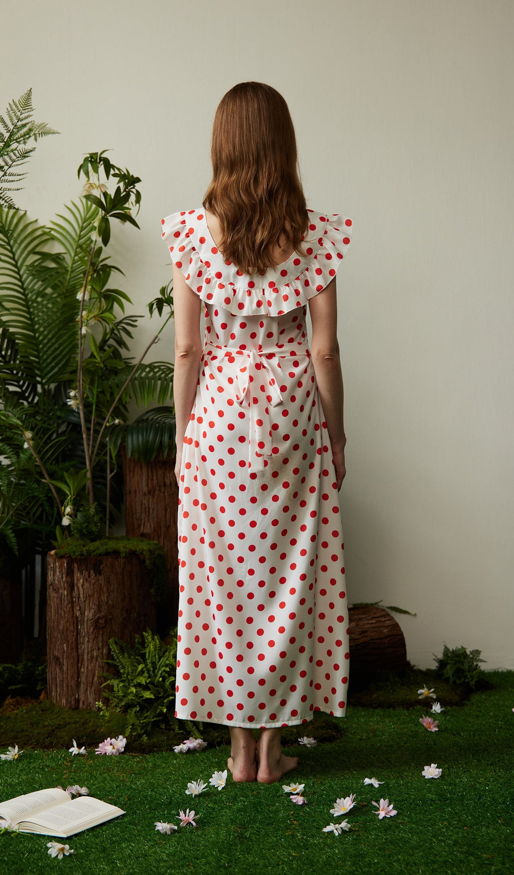 Polka Dot Uzun Elbise