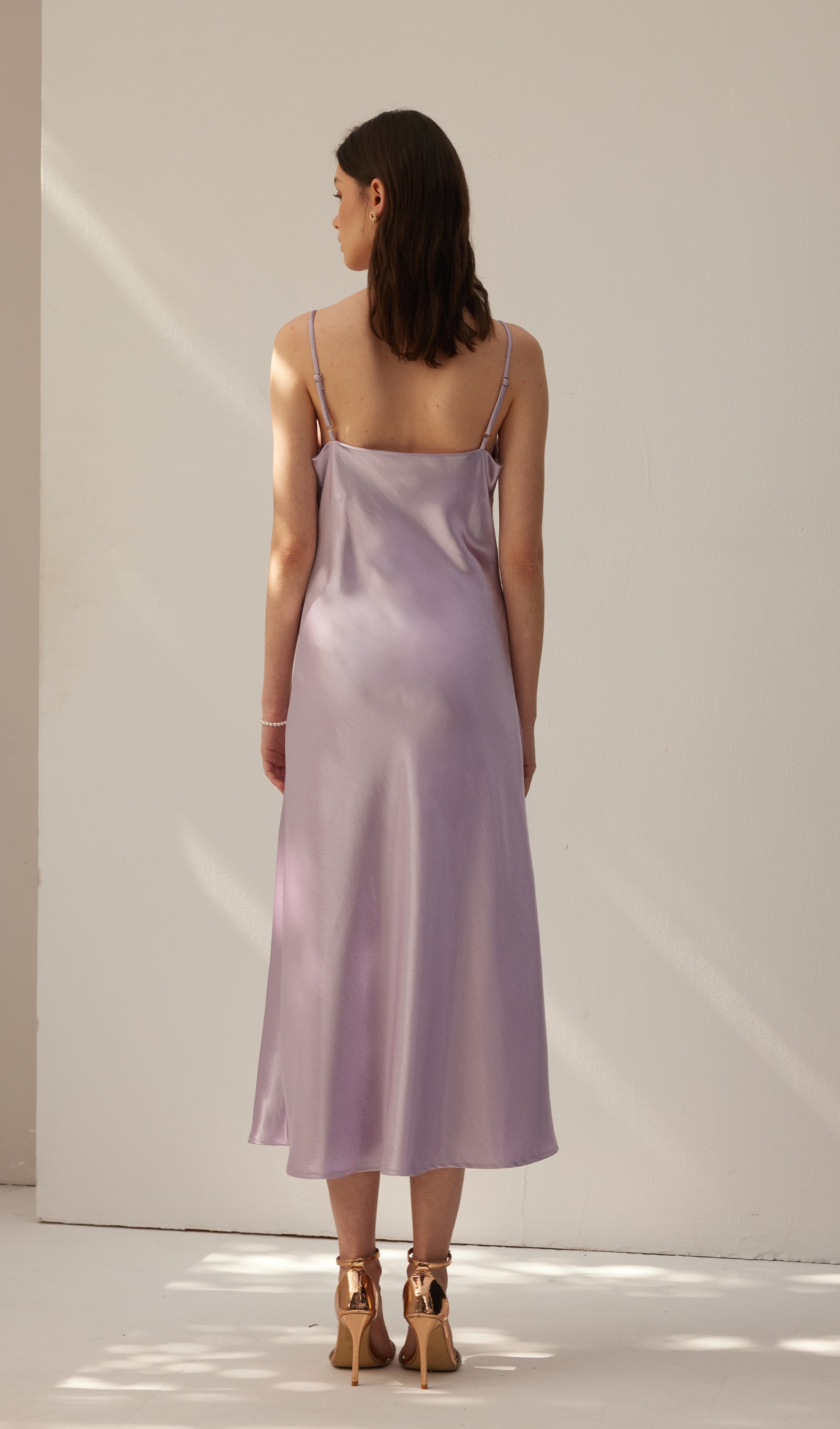 Saten Yelek Midi Elbise