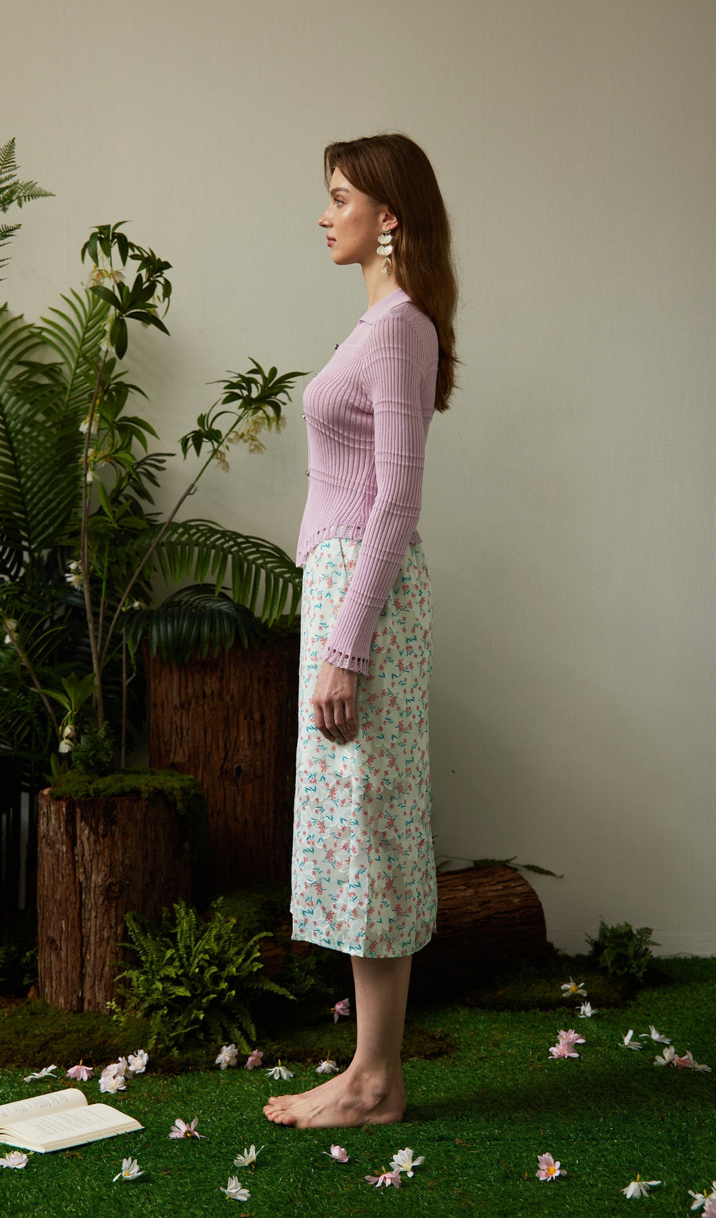 Çiçek Desenli Midi Etek