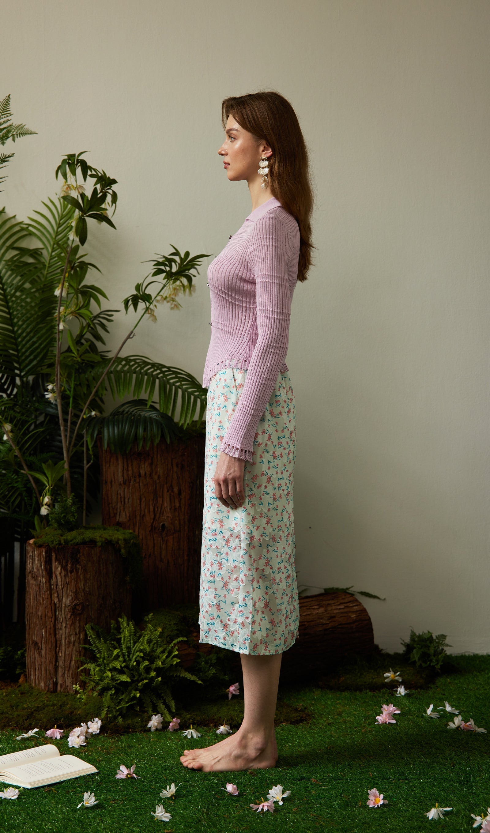 Çiçek Desenli Midi Etek