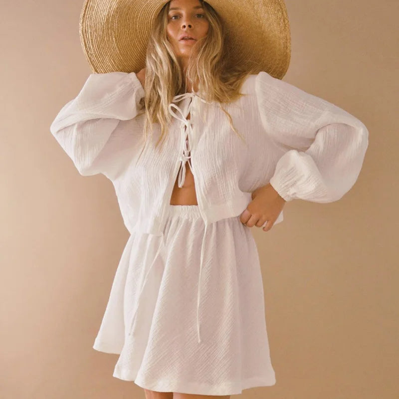 Bağlamalı Keten Takım