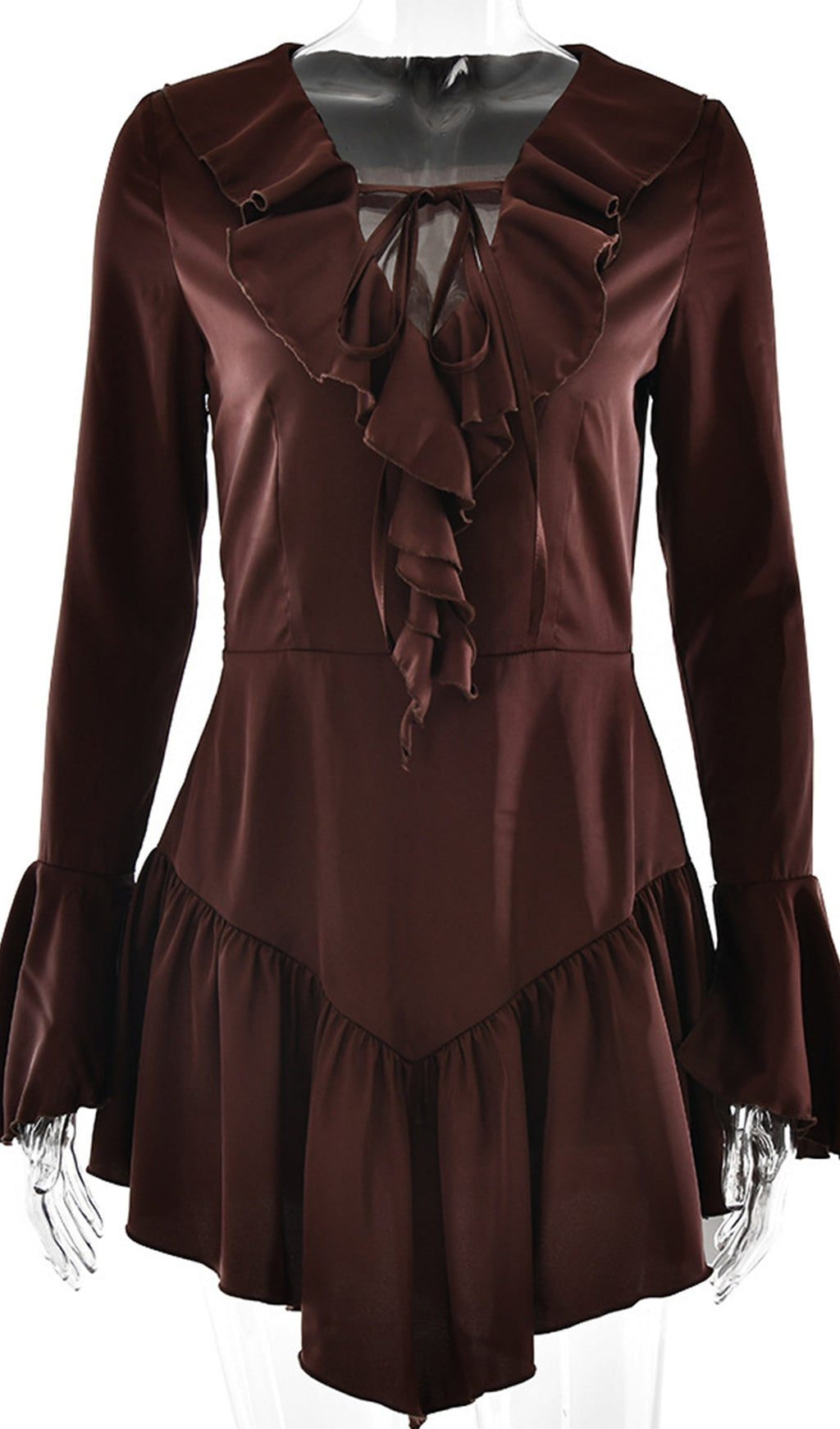 Fırfırlı Saten Mini Elbise