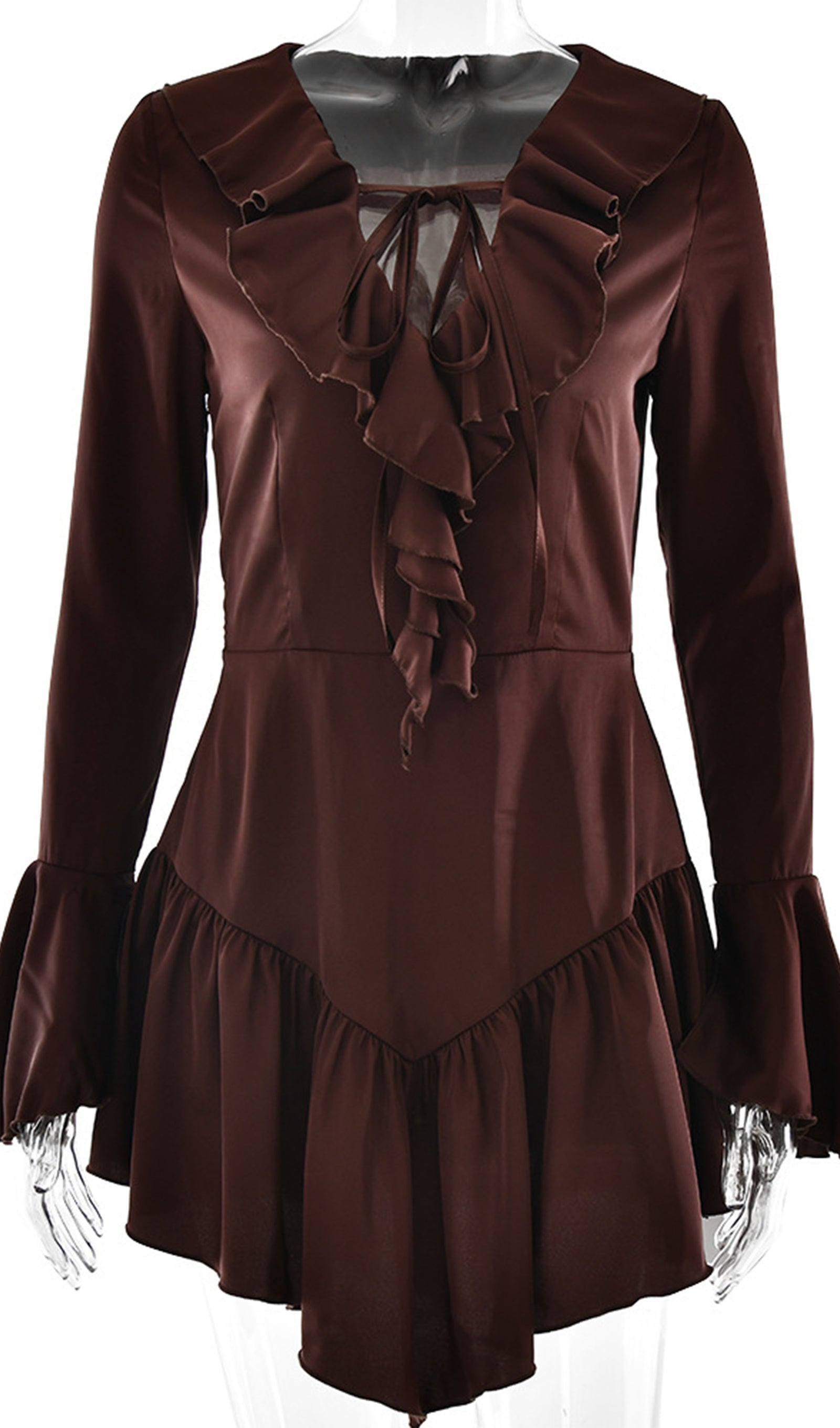 Fırfırlı Saten Mini Elbise