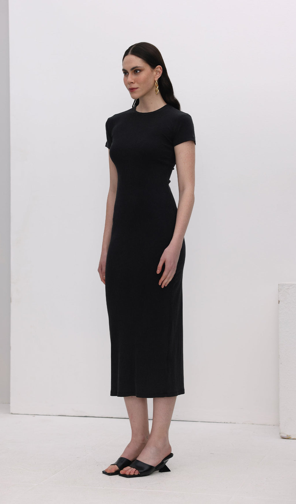 Jersey Vücuda Oturan Midi Elbise