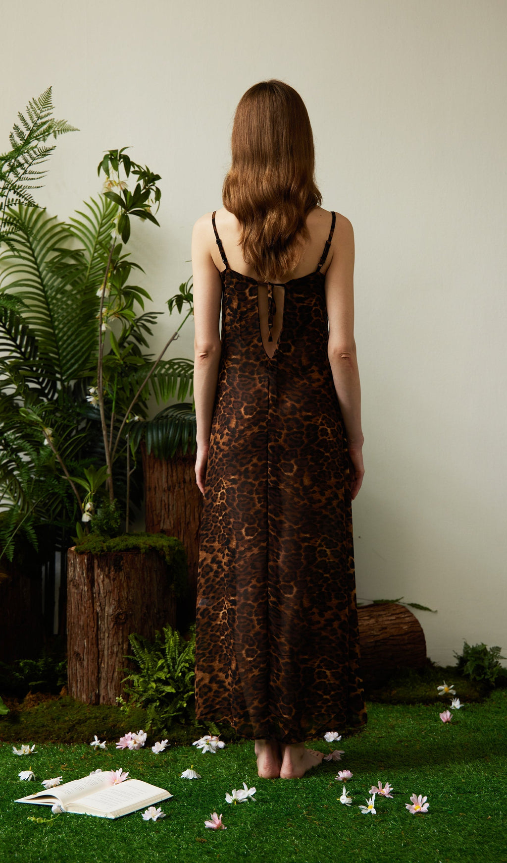 Leopar Desenli Uzun Elbise