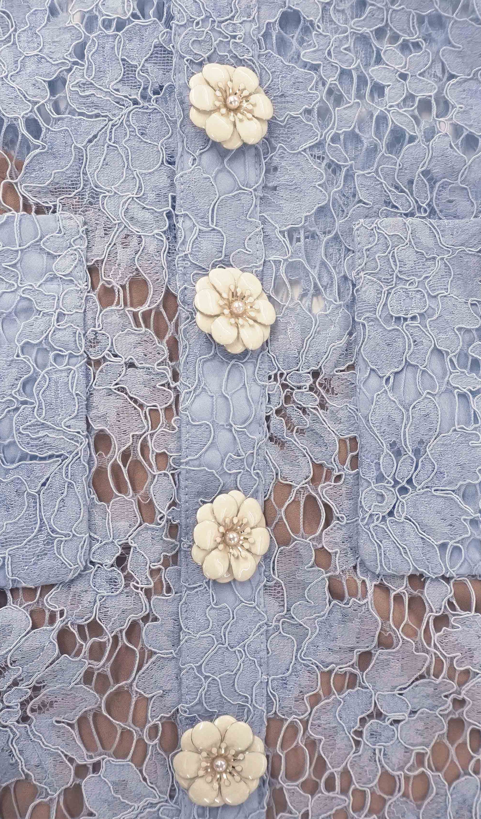 Kolsuz Süslemeli Dantel Mini Elbise