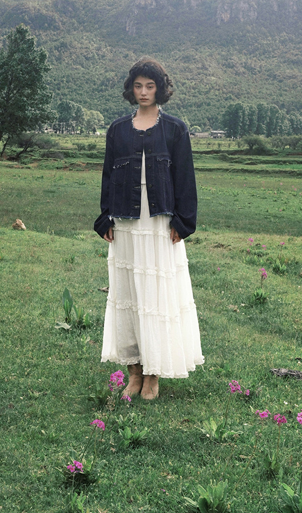 Düz Fırfırlı Uzun Etek