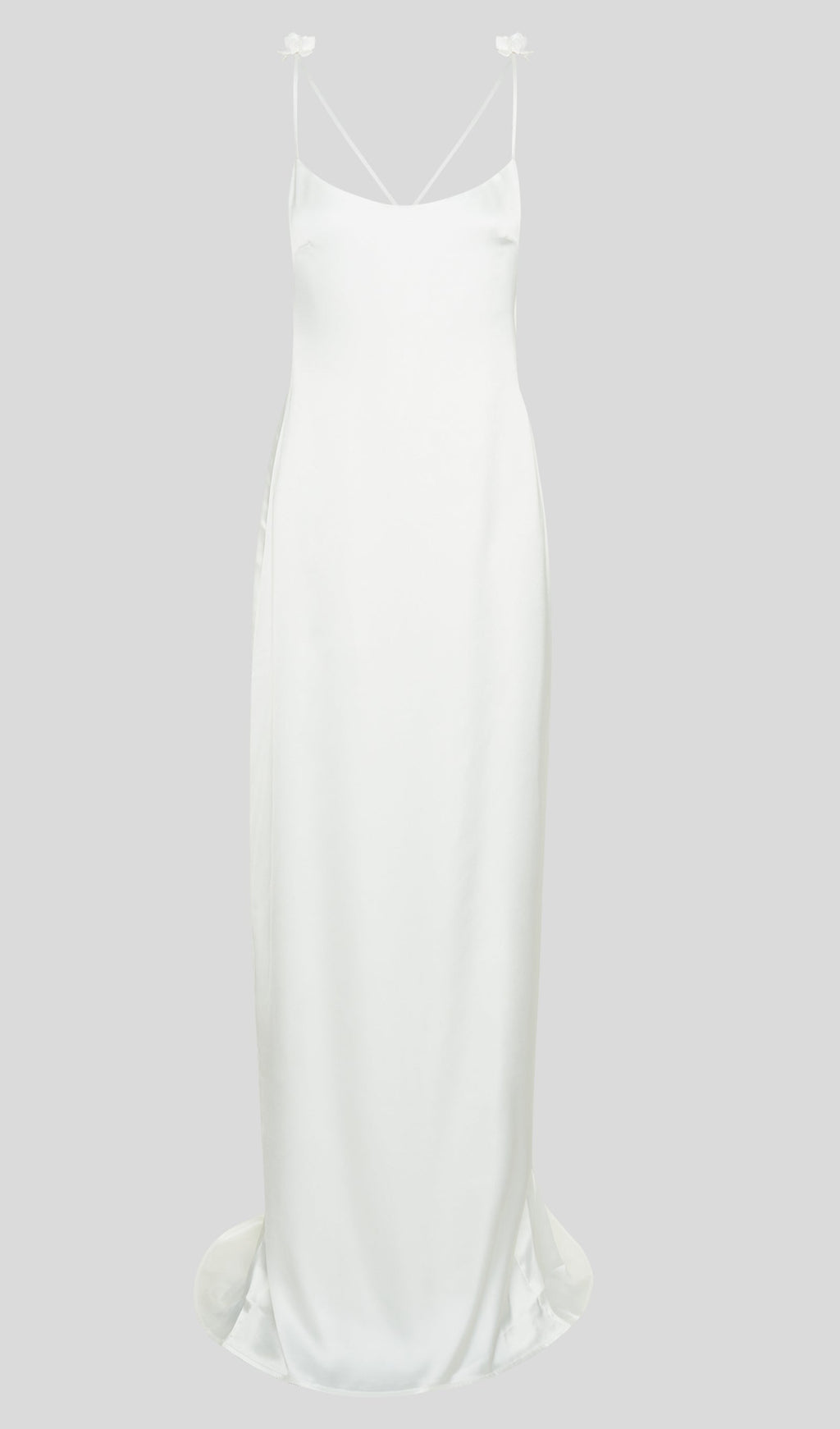 Gül Düşük Sırtlı Saten Elbise Uzun Elbise