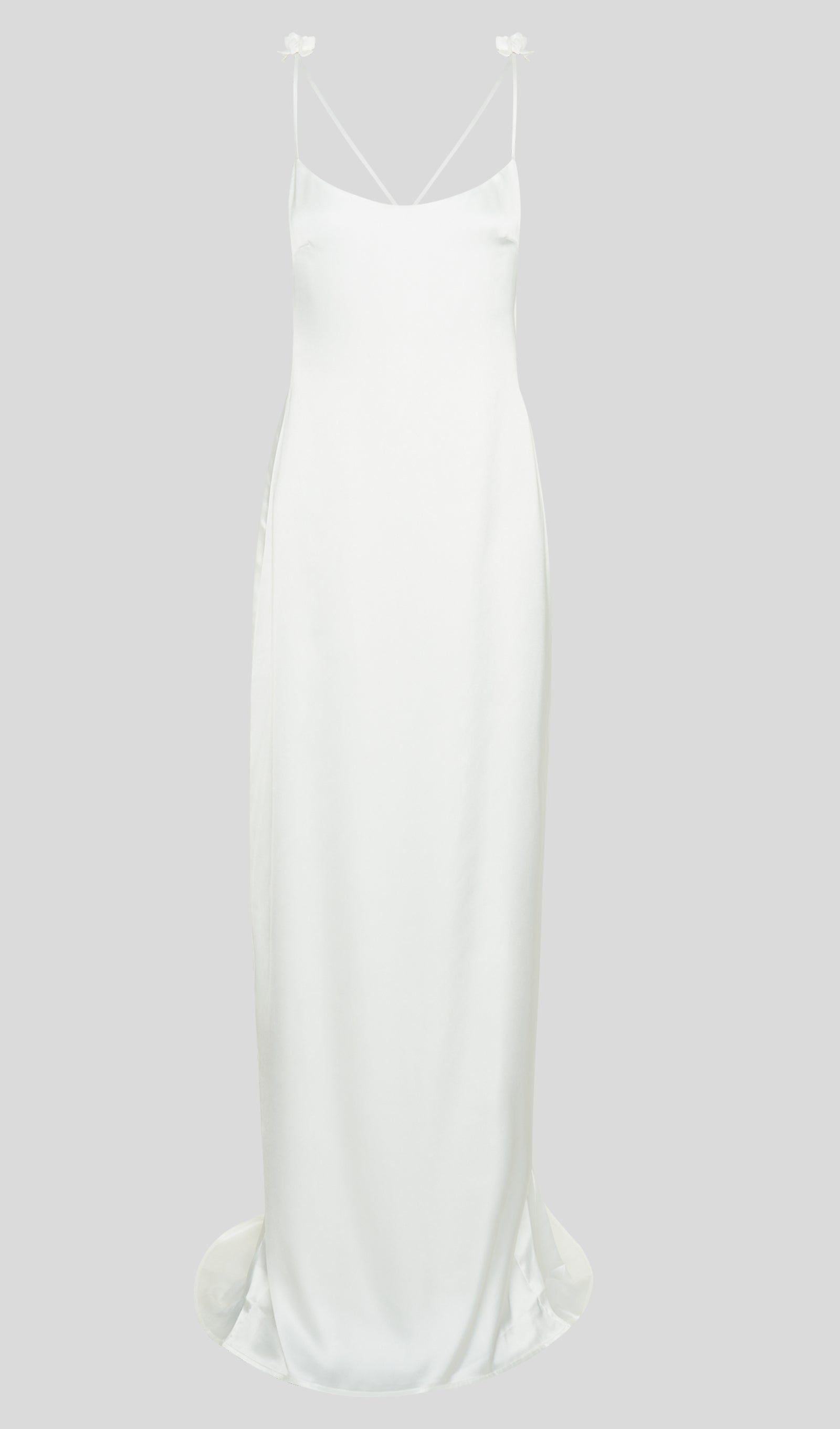 Gül Düşük Sırtlı Saten Elbise Uzun Elbise