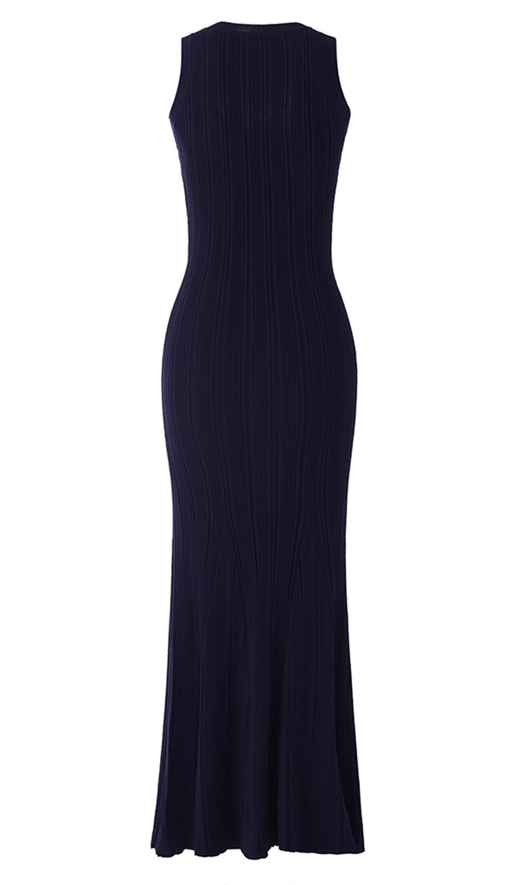 Metalik Düğmeli Örme Midi Elbise