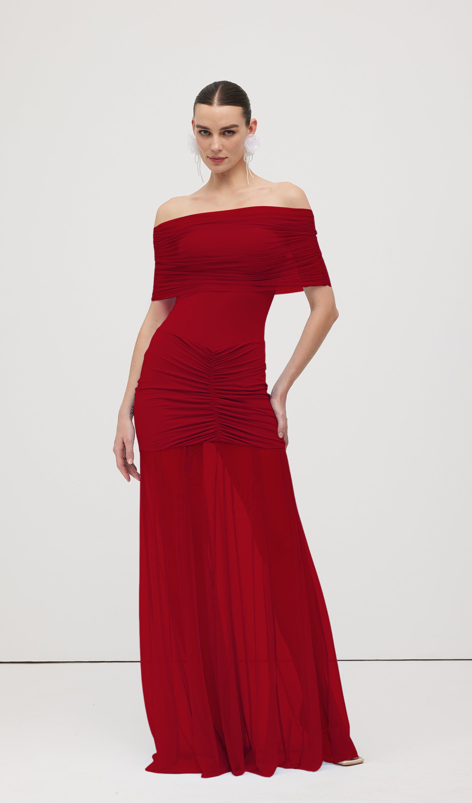 Slinky Omuz Açık Maksi Elbise