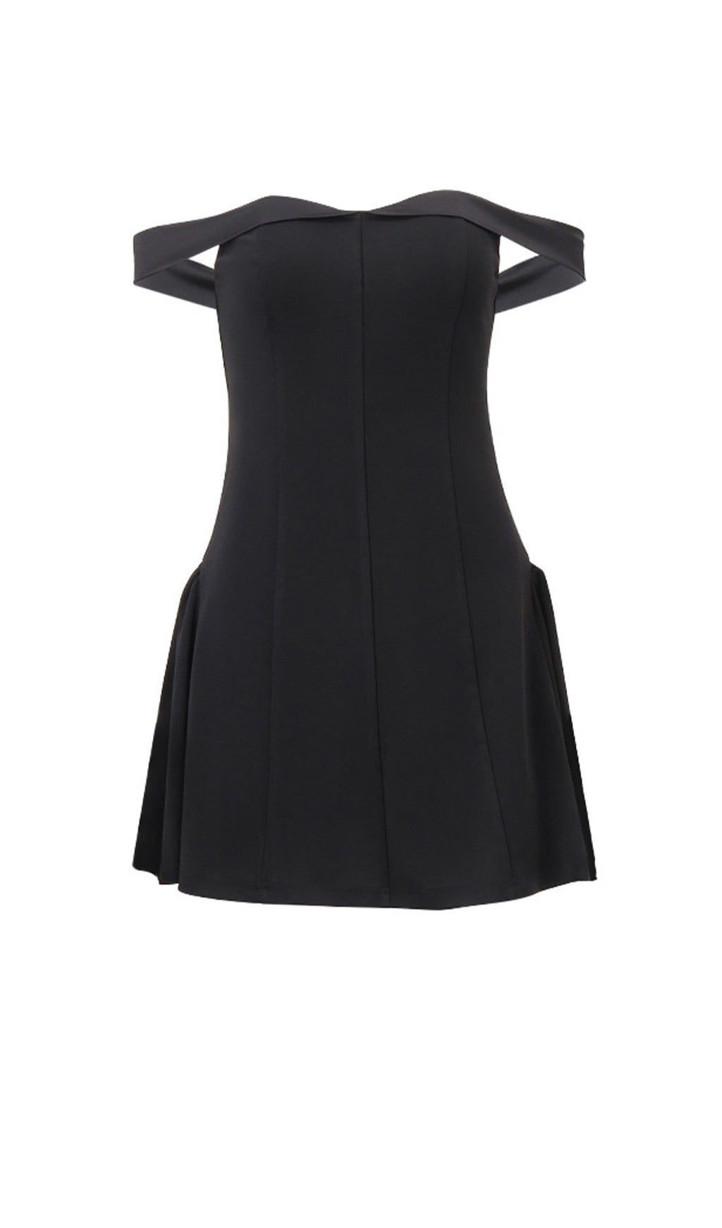 Omuz Açık Volanlı Mini Elbise - Siyah