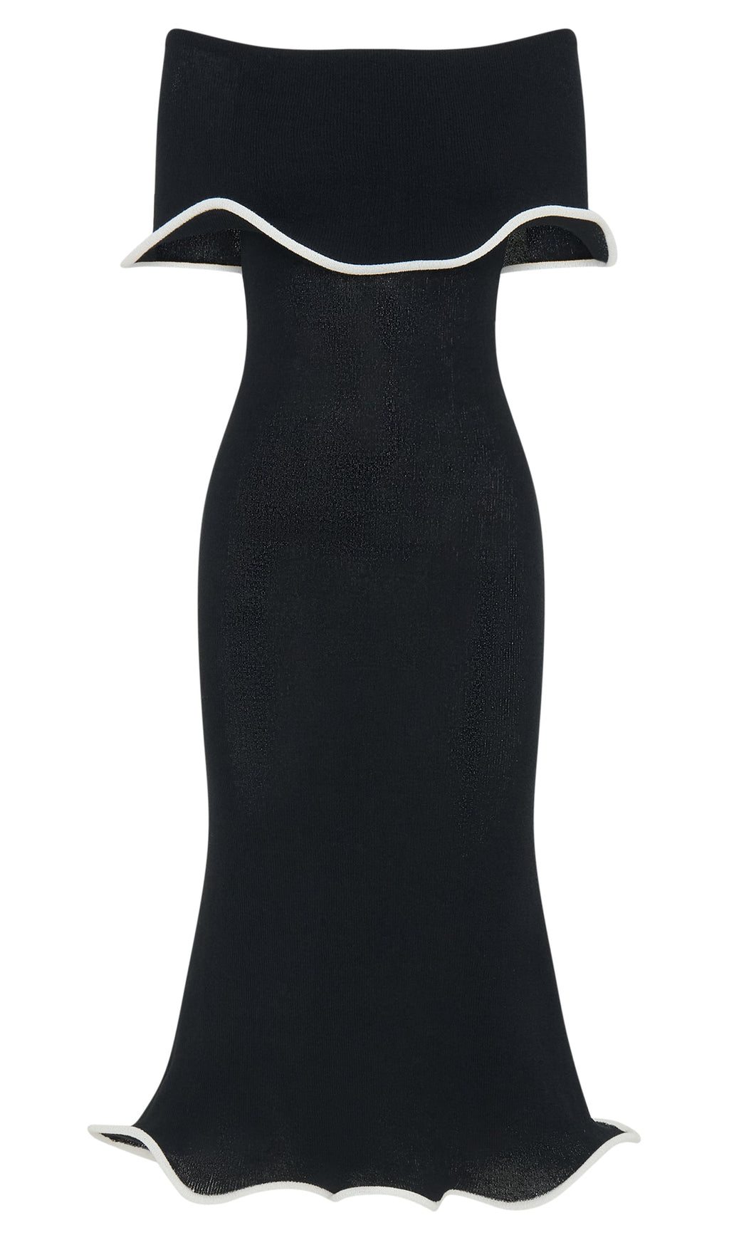 Omuz Açık Örgü Midi Elbise