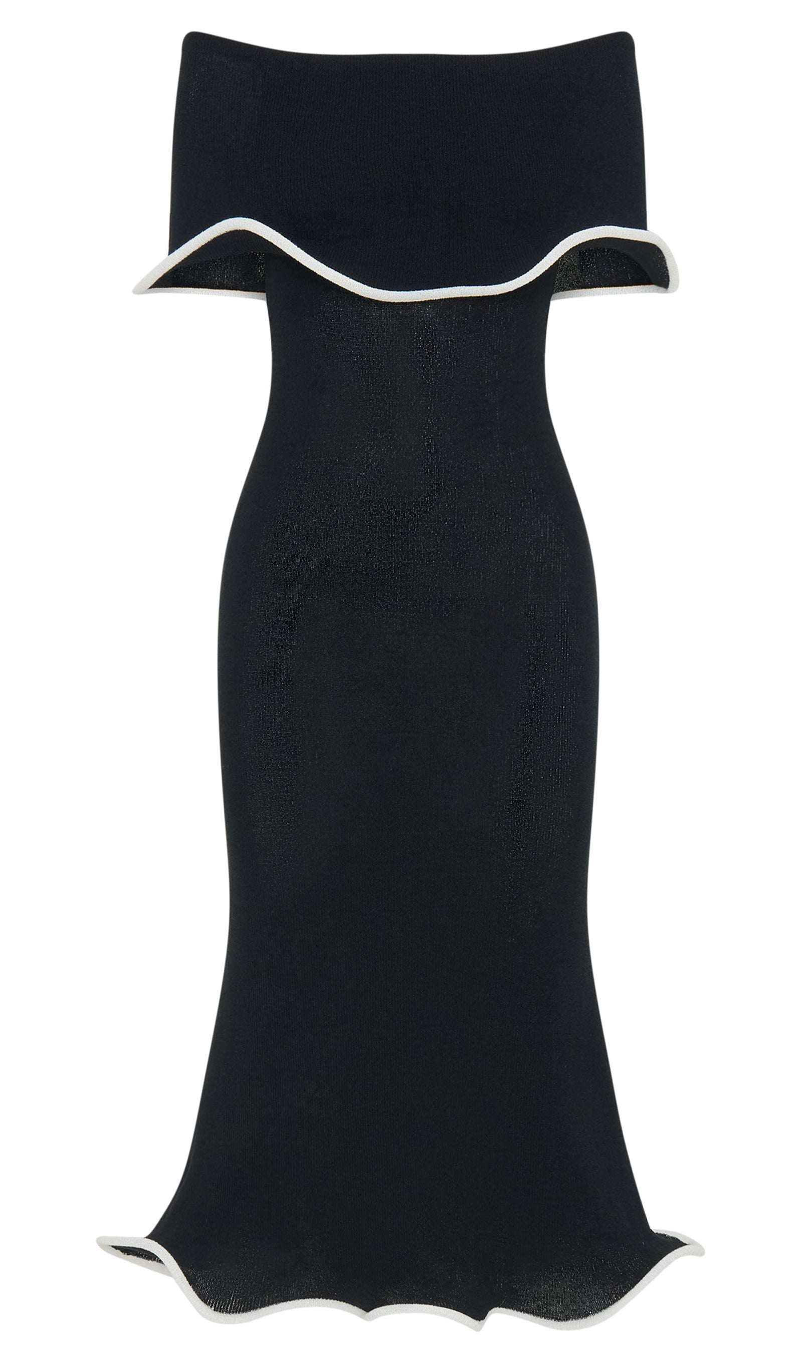 Omuz Açık Örgü Midi Elbise