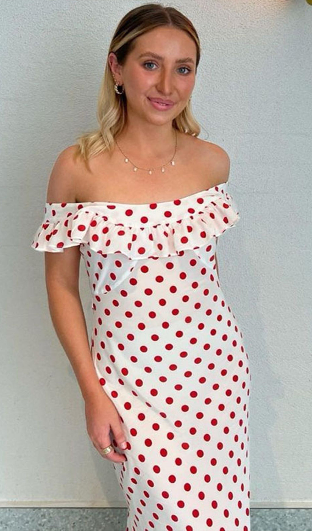 Polka Dot Uzun Elbise