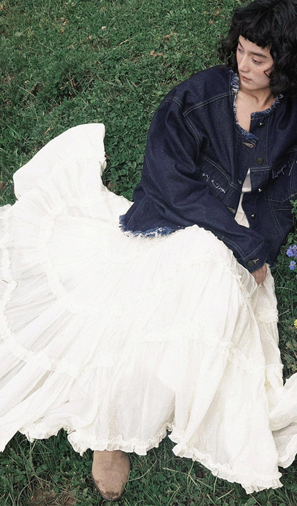 Düz Fırfırlı Uzun Etek