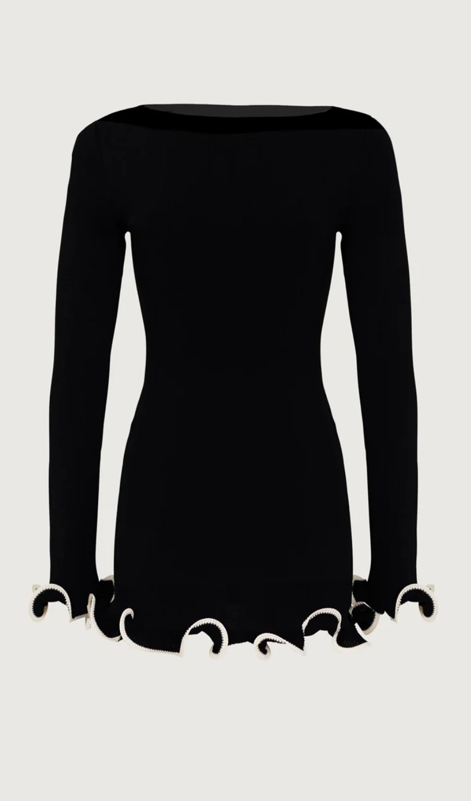 Volanlı Mini Elbise Siyah