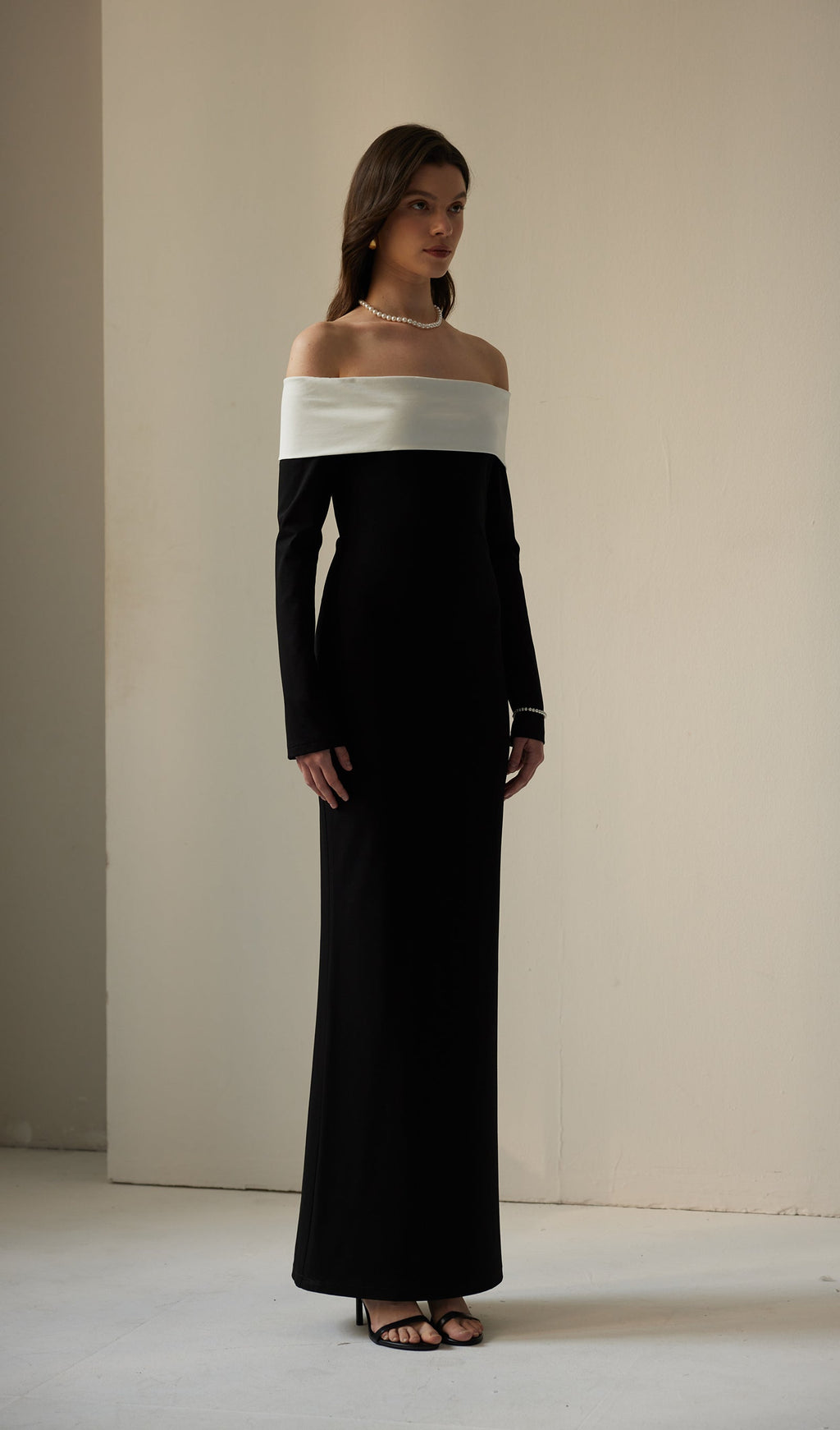 Anya Maxi Elbise Siyah/Beyaz