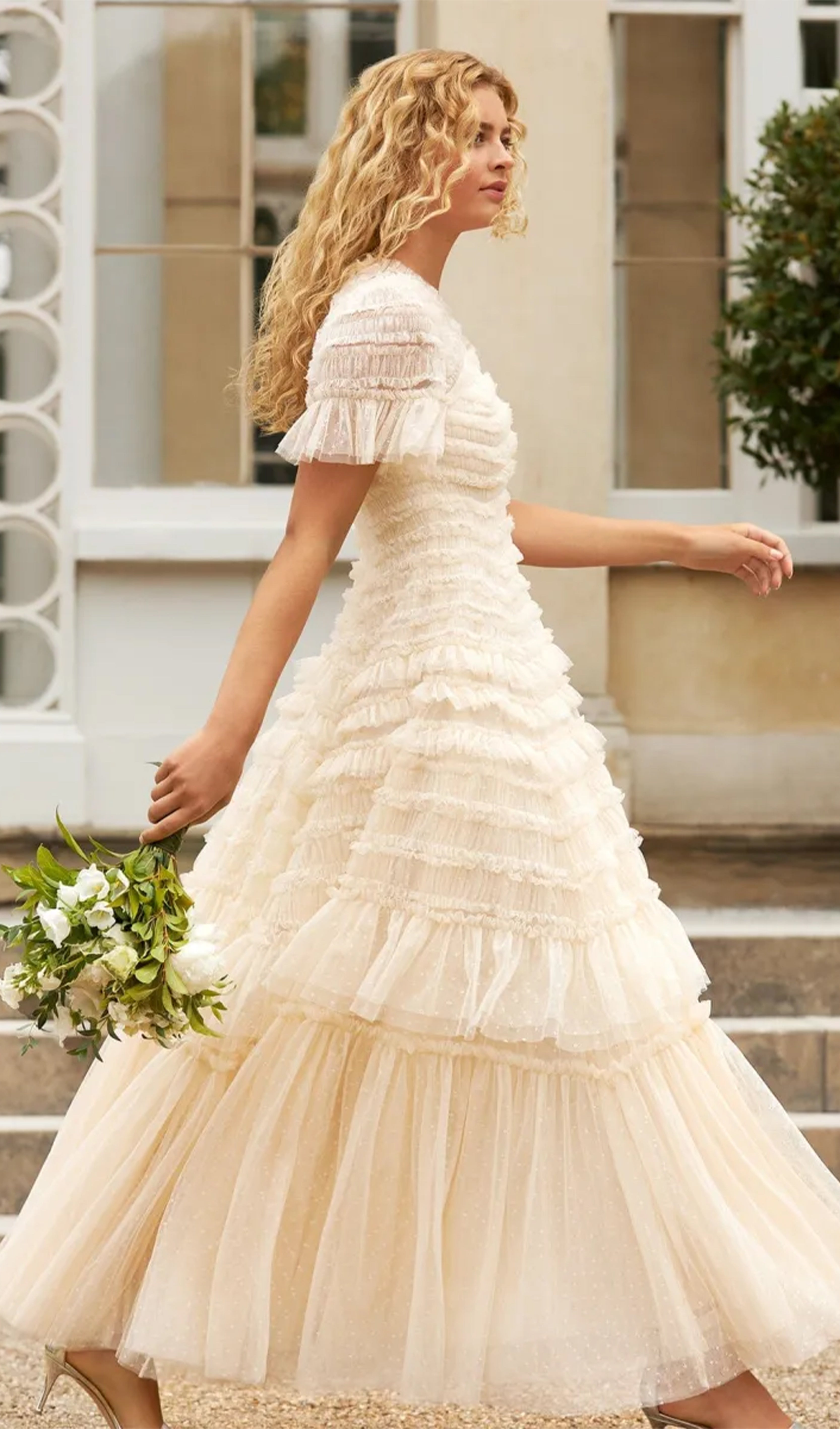 Sevgililer Günü Tül Fileli Volanlı Elbise