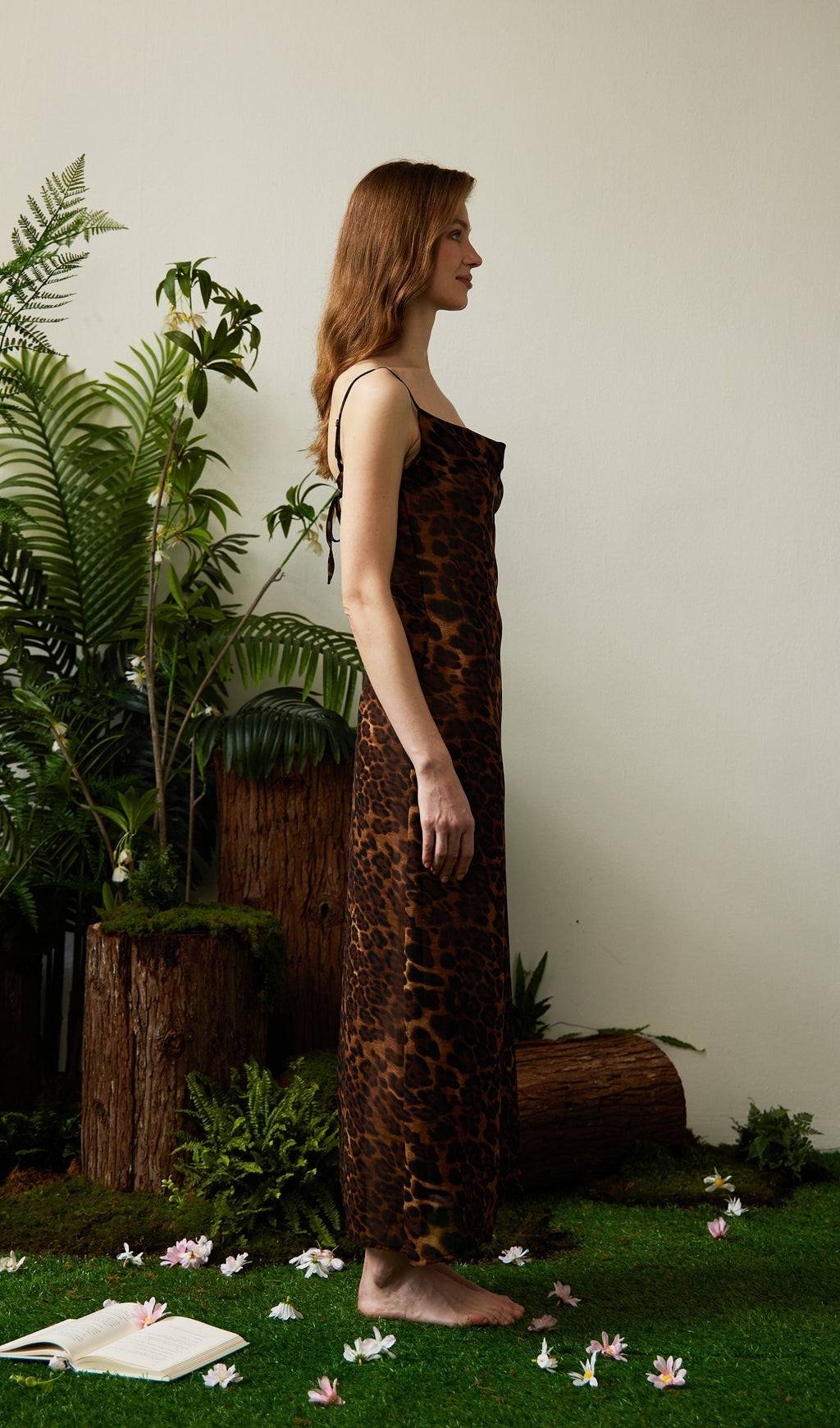 Leopar Desenli Uzun Elbise