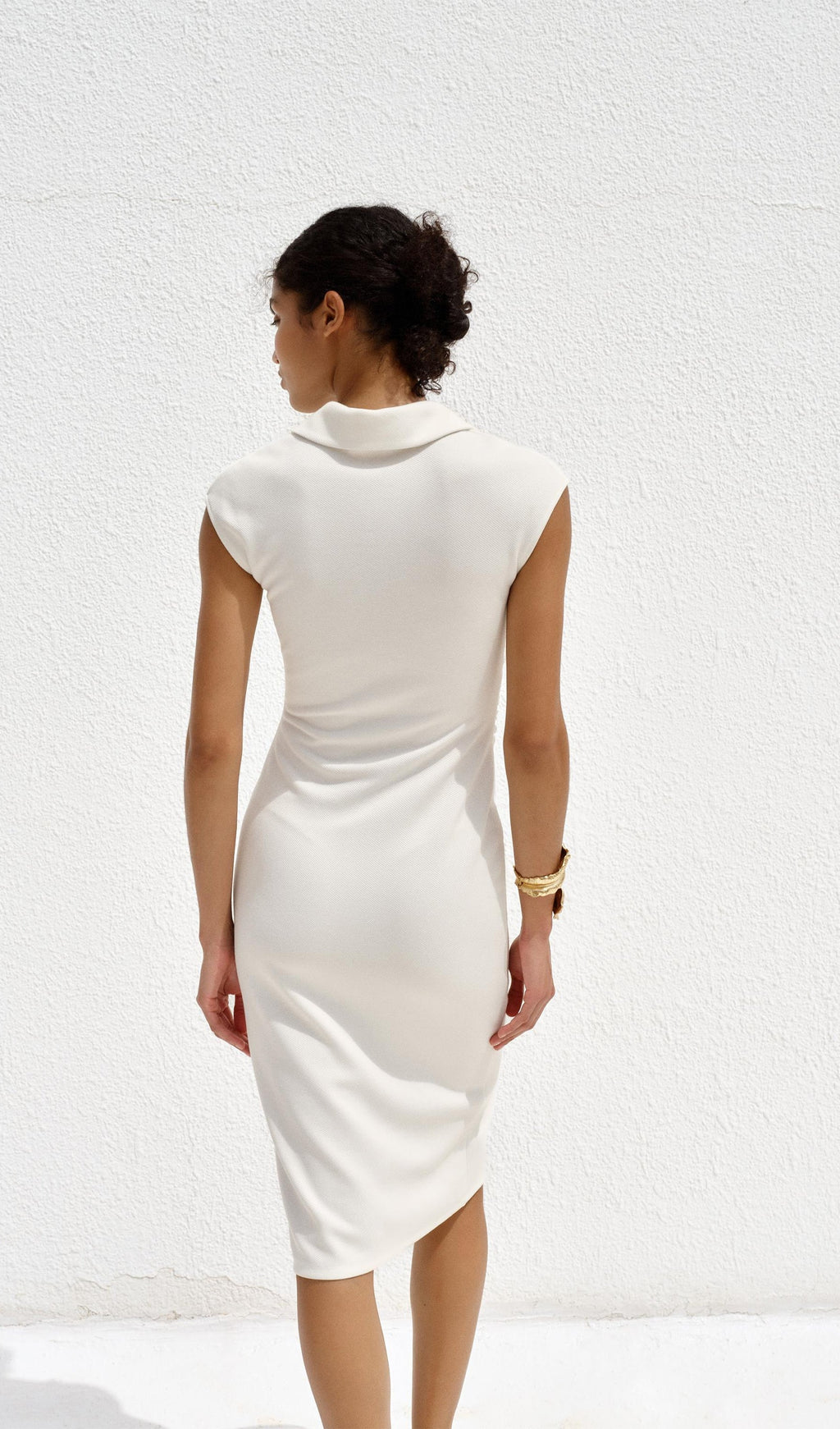 Düz Pike Gömlek Midi Elbise