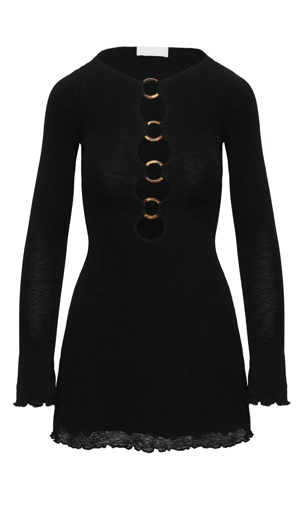 Dejonge Yüzüklü Mini Elbise Siyah
